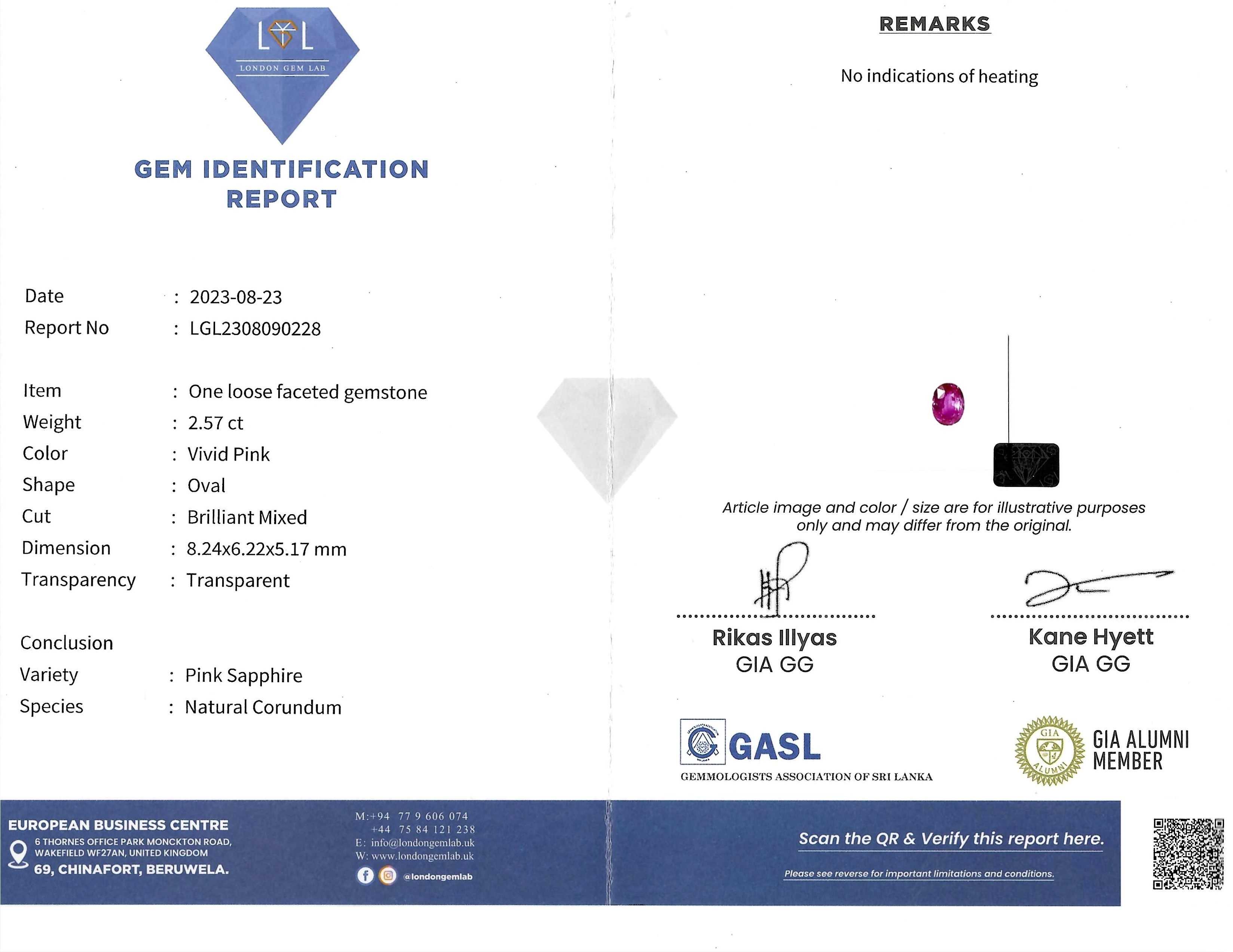 2.57 Ct. Pink Sapphire from Ceylon (Sri Lanka)