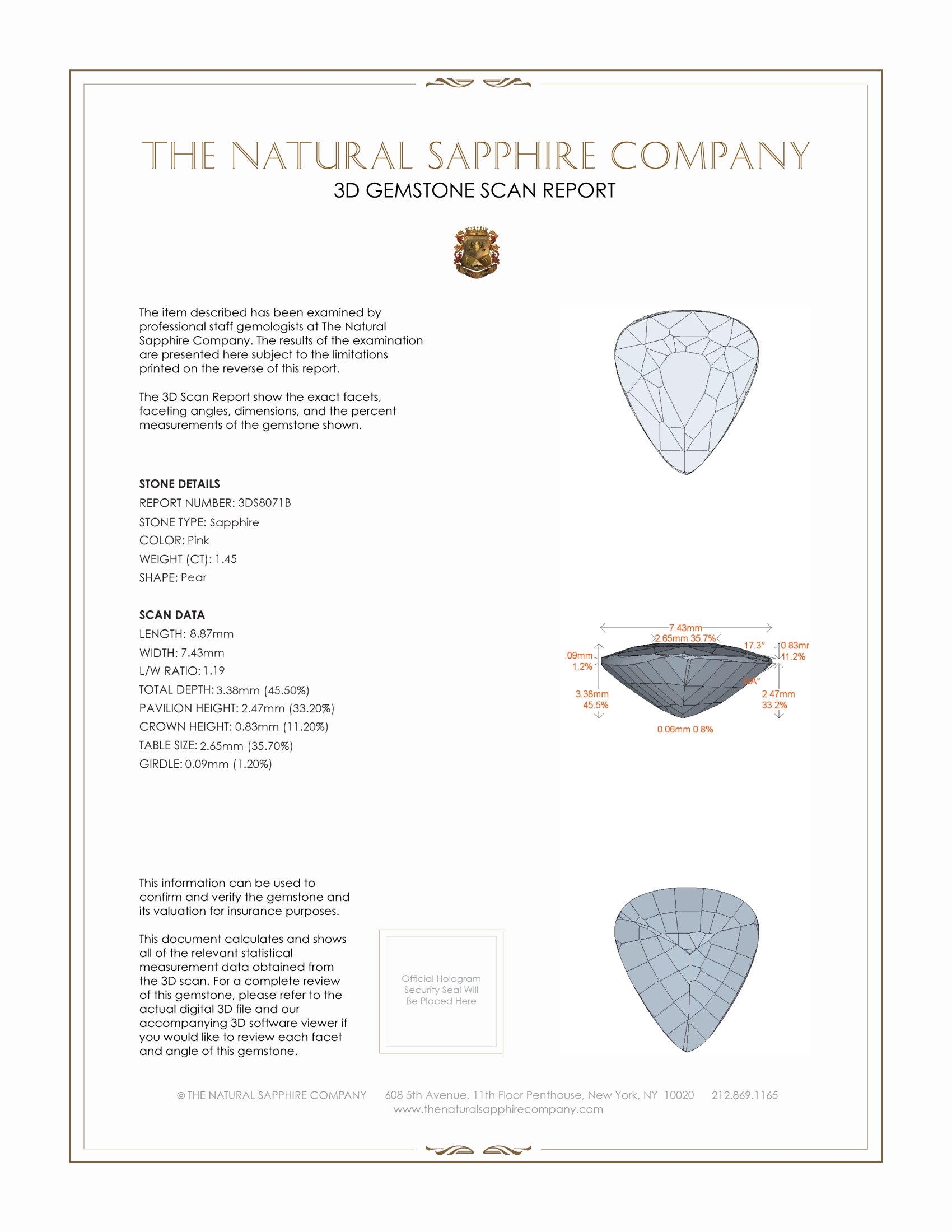 1.45 Ct. Pink Sapphire from Ceylon (Sri Lanka)