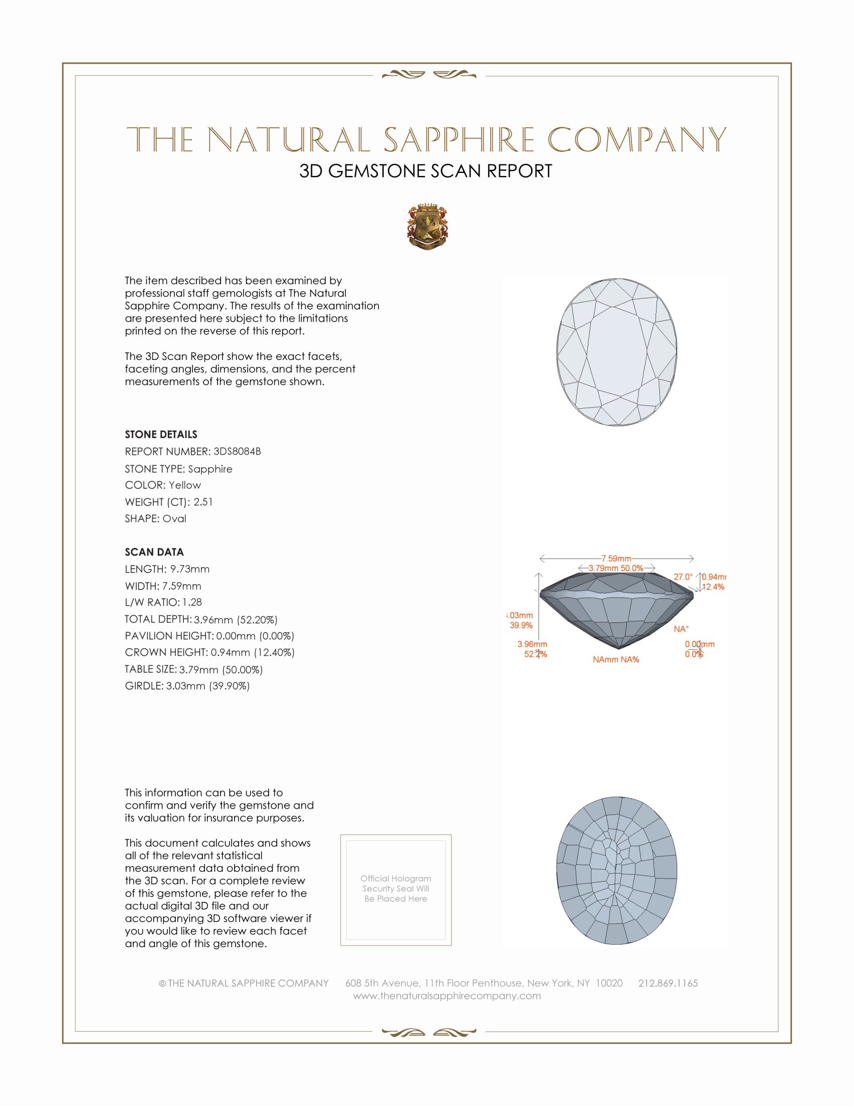 2.51 Ct. Yellow Sapphire from Ceylon (Sri Lanka)
