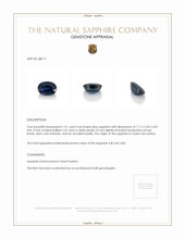 1.31 Ct. Blue Sapphire from Ceylon (Sri Lanka) Appraisal