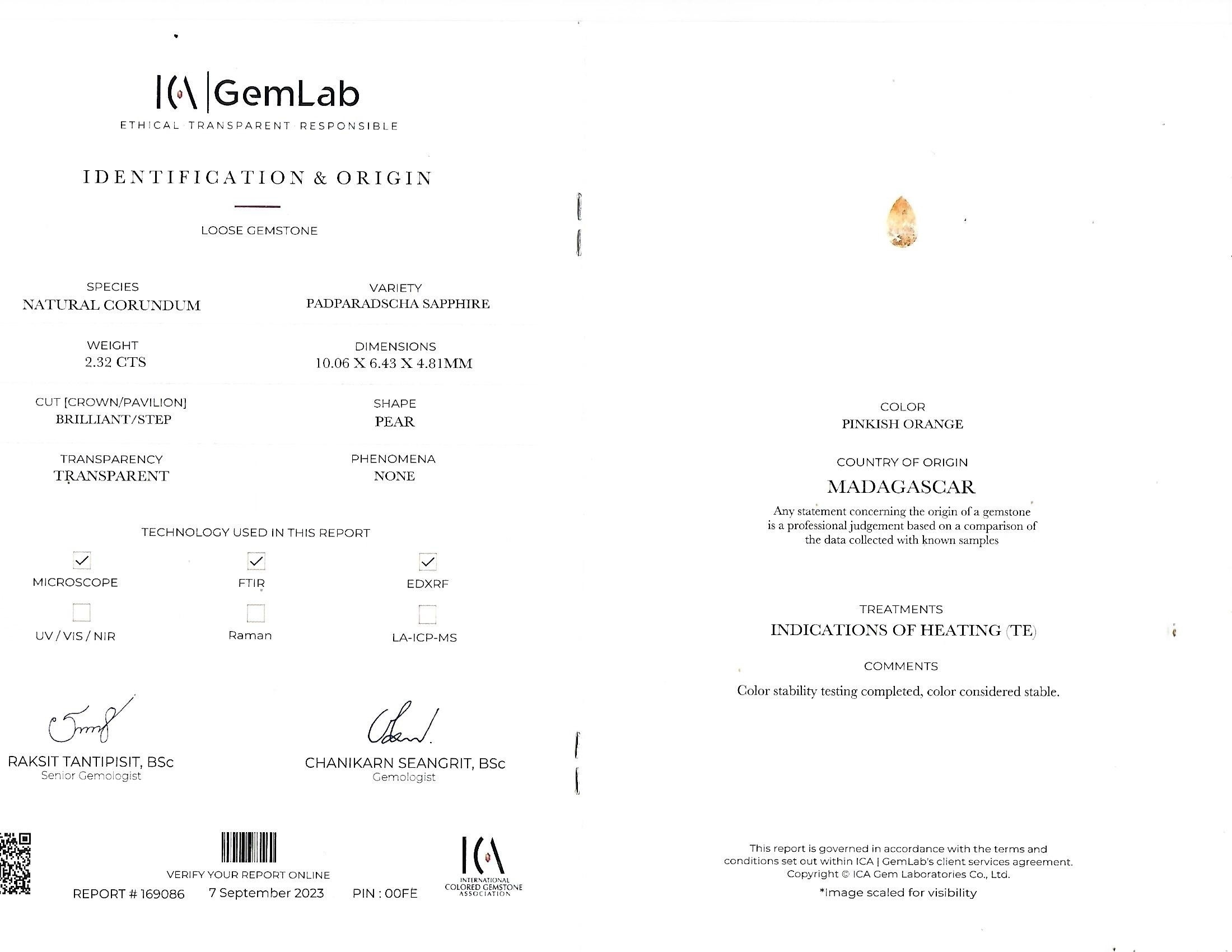 2.32 Ct. Padparadscha Sapphire from Madagascar