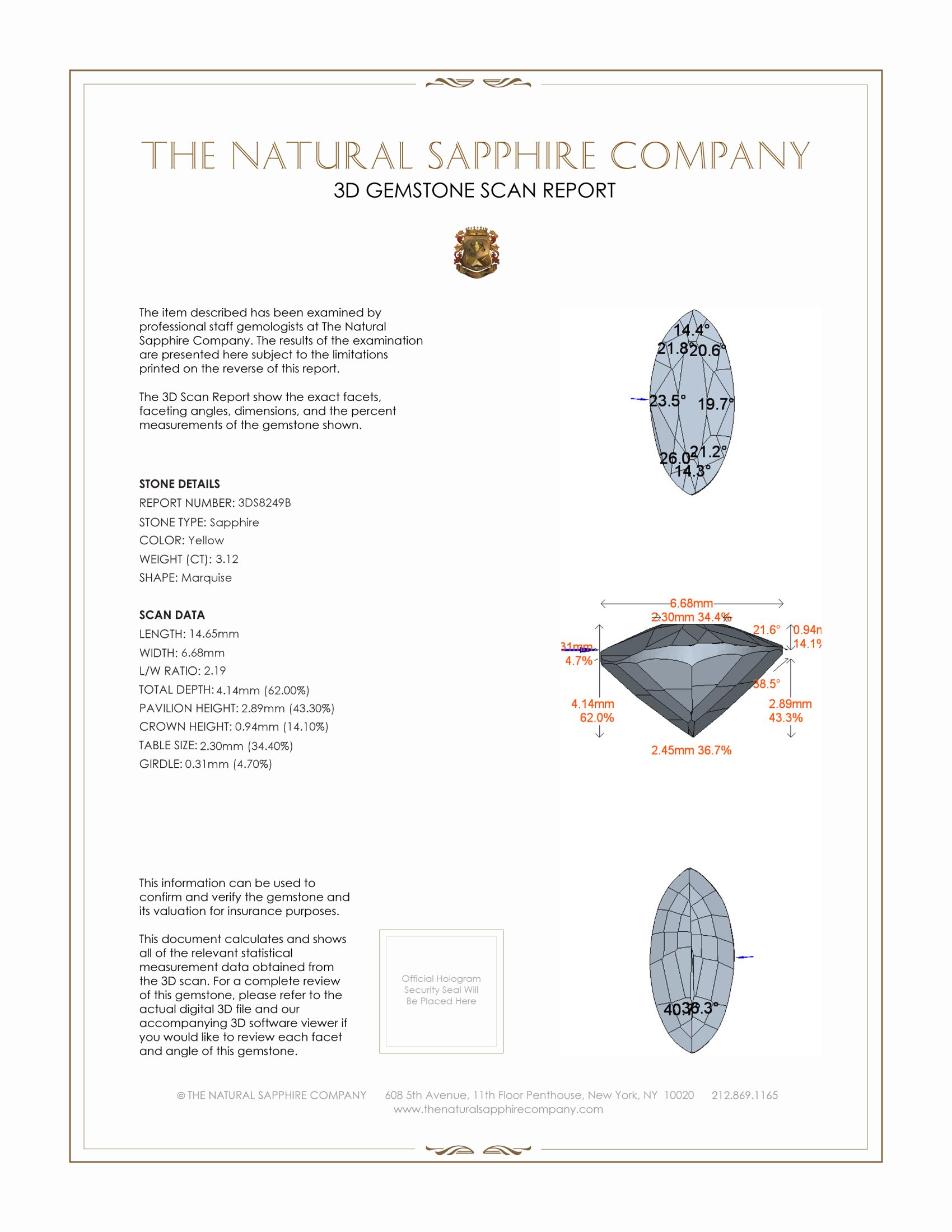 3.12 Ct. Yellow Sapphire from Ceylon (Sri Lanka)