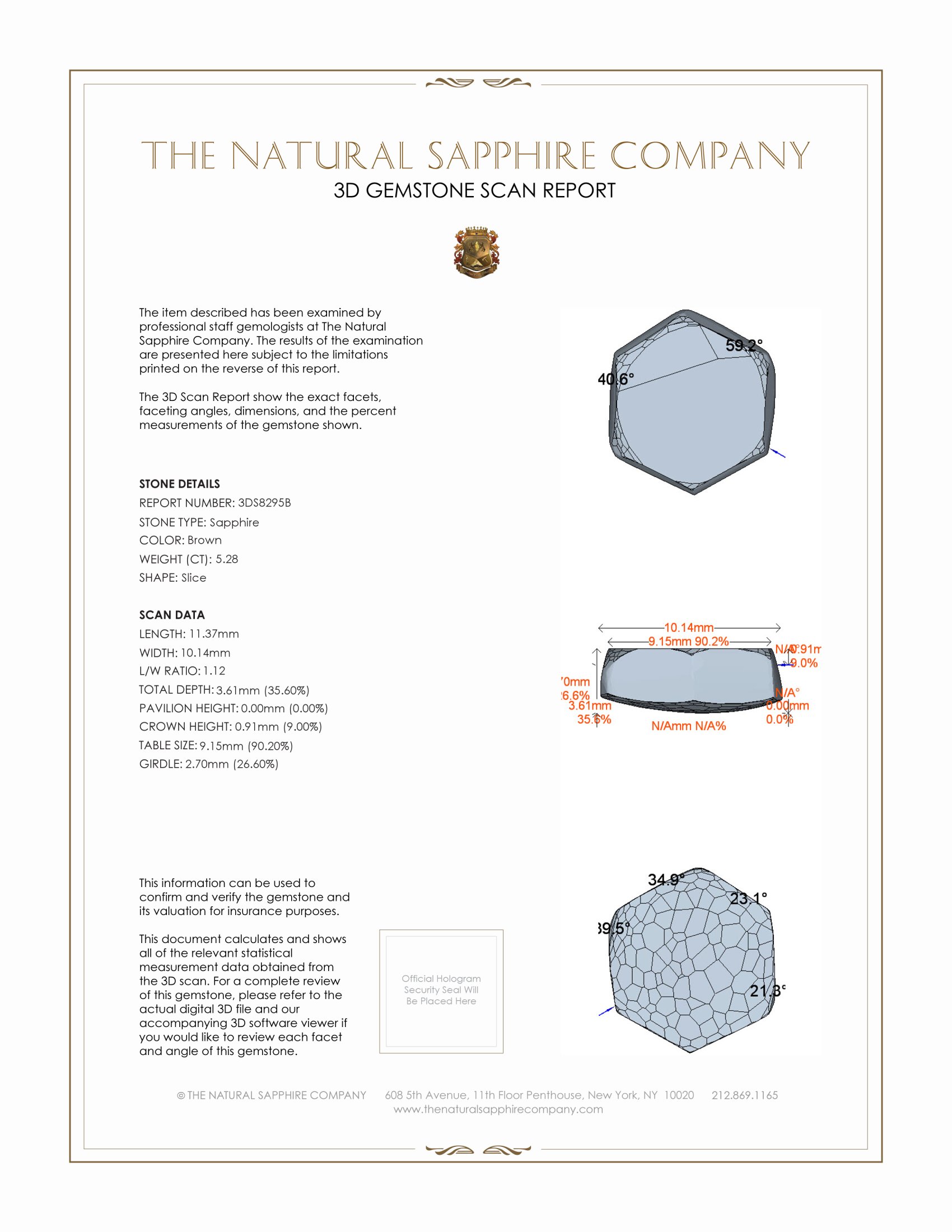 5.28 Ct. Brown Sapphire from Burma (Myanmar)