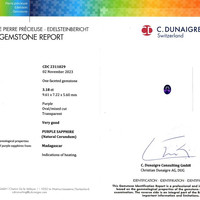 3.18 Ct. Purple Sapphire from Madagascar Scan Report