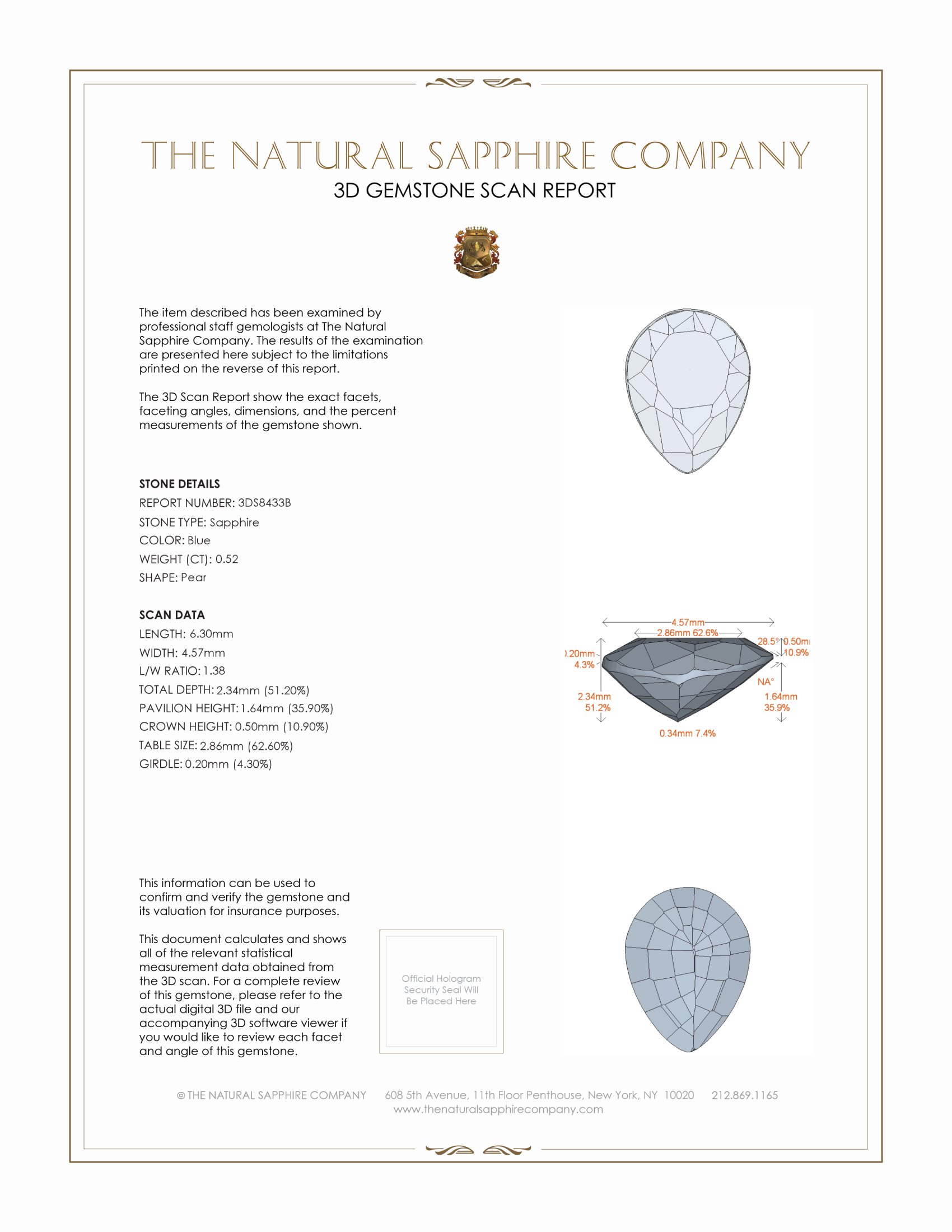 0.52 Ct. Blue Sapphire from Ceylon (Sri Lanka)