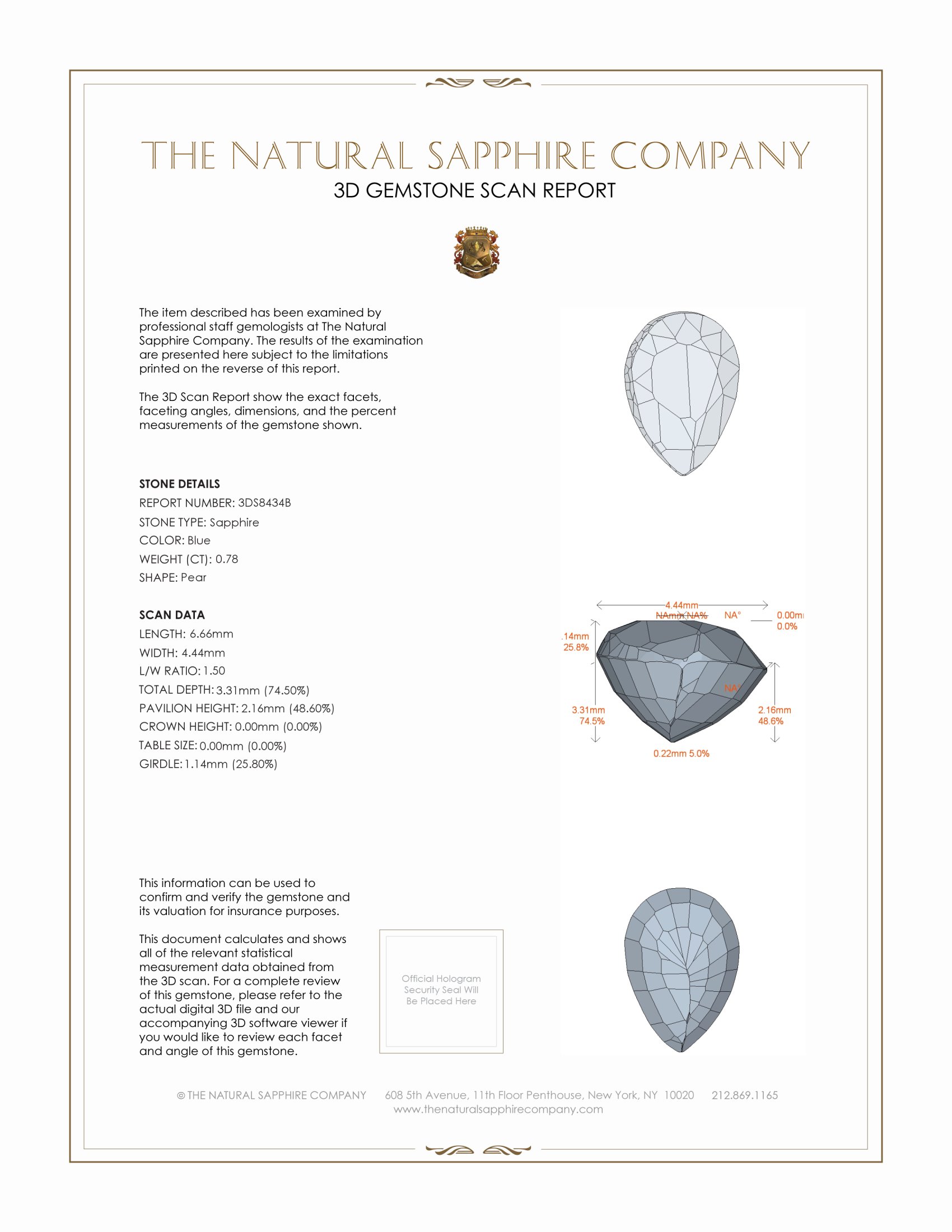 0.78 Ct. Blue Sapphire from Ceylon (Sri Lanka)