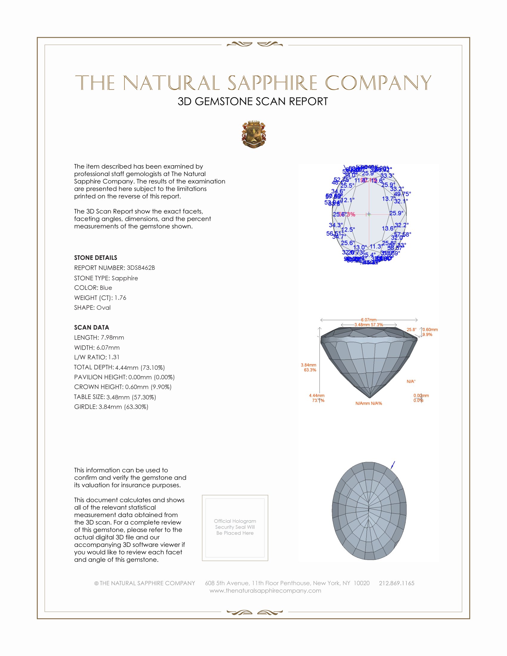 1.76 Ct. Blue Sapphire from Ceylon (Sri Lanka)