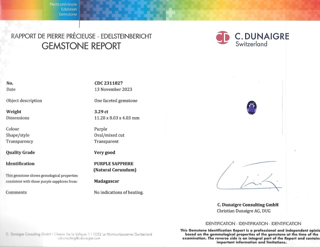 3.29 Ct. Purple Sapphire from Madagascar