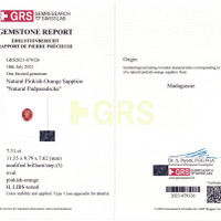 7.32 Ct. Padparadscha Sapphire from Madagascar Scan Report