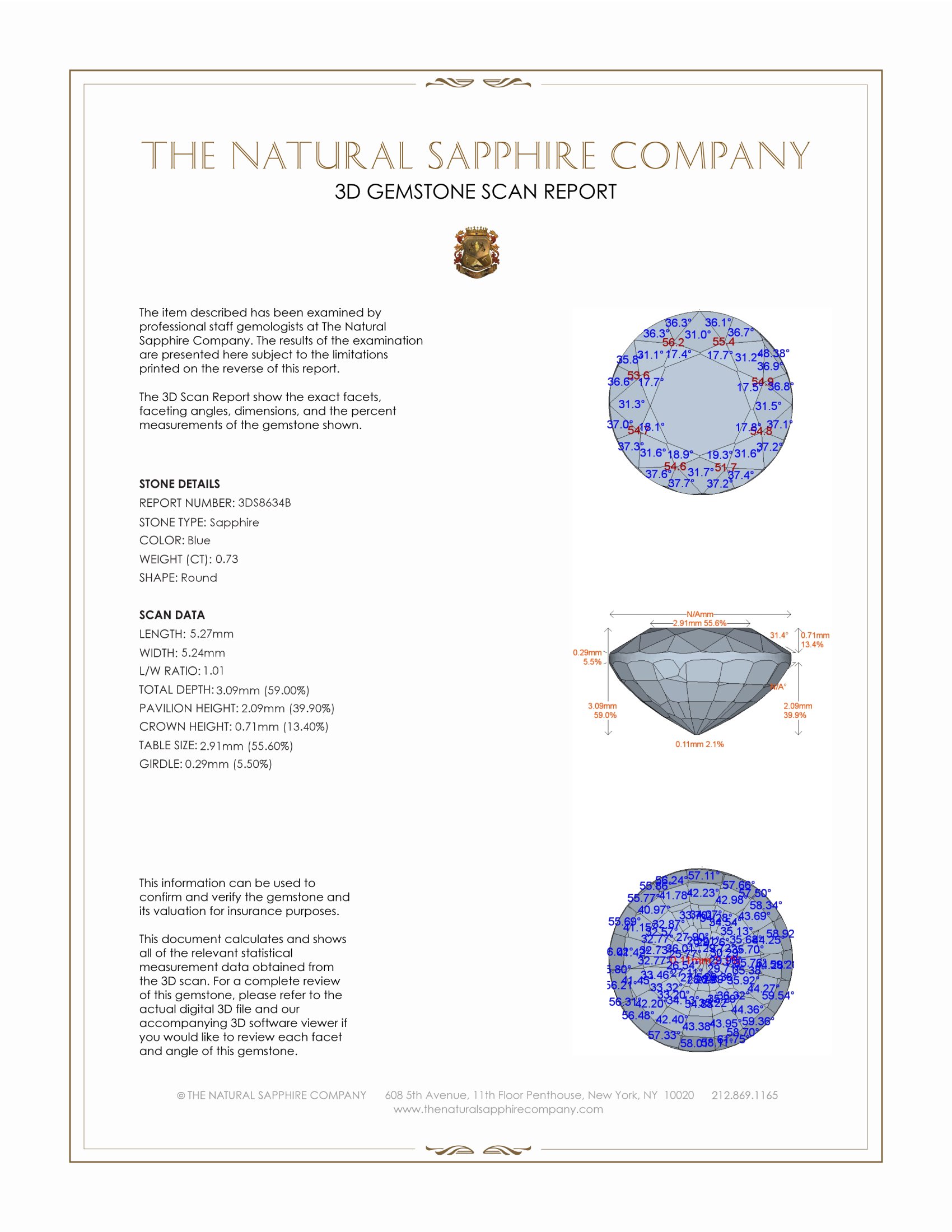 0.73 Ct. Blue Sapphire from Ceylon (Sri Lanka)