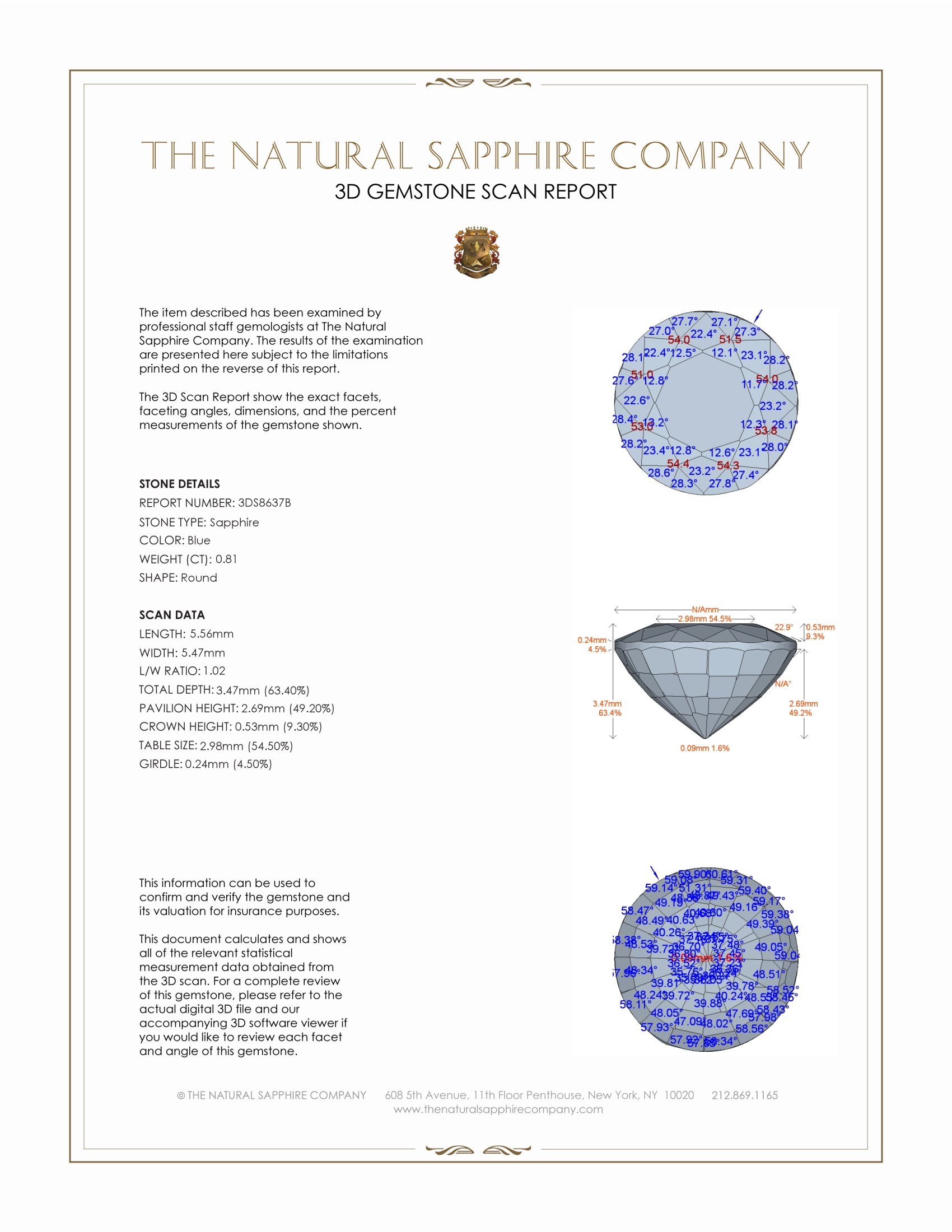 0.81 Ct. Blue Sapphire from Ceylon (Sri Lanka)