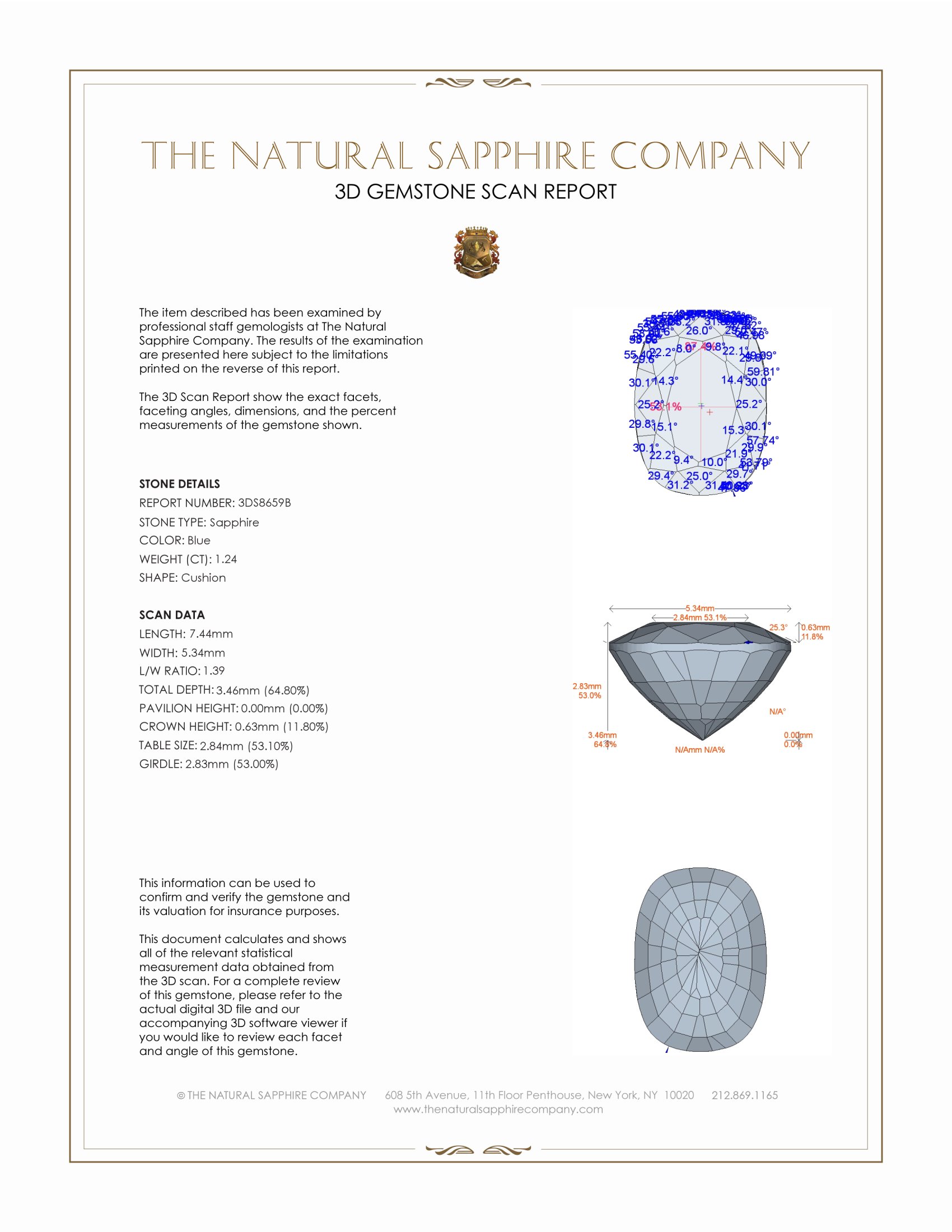 1.24 Ct. Blue Sapphire from Ceylon (Sri Lanka)