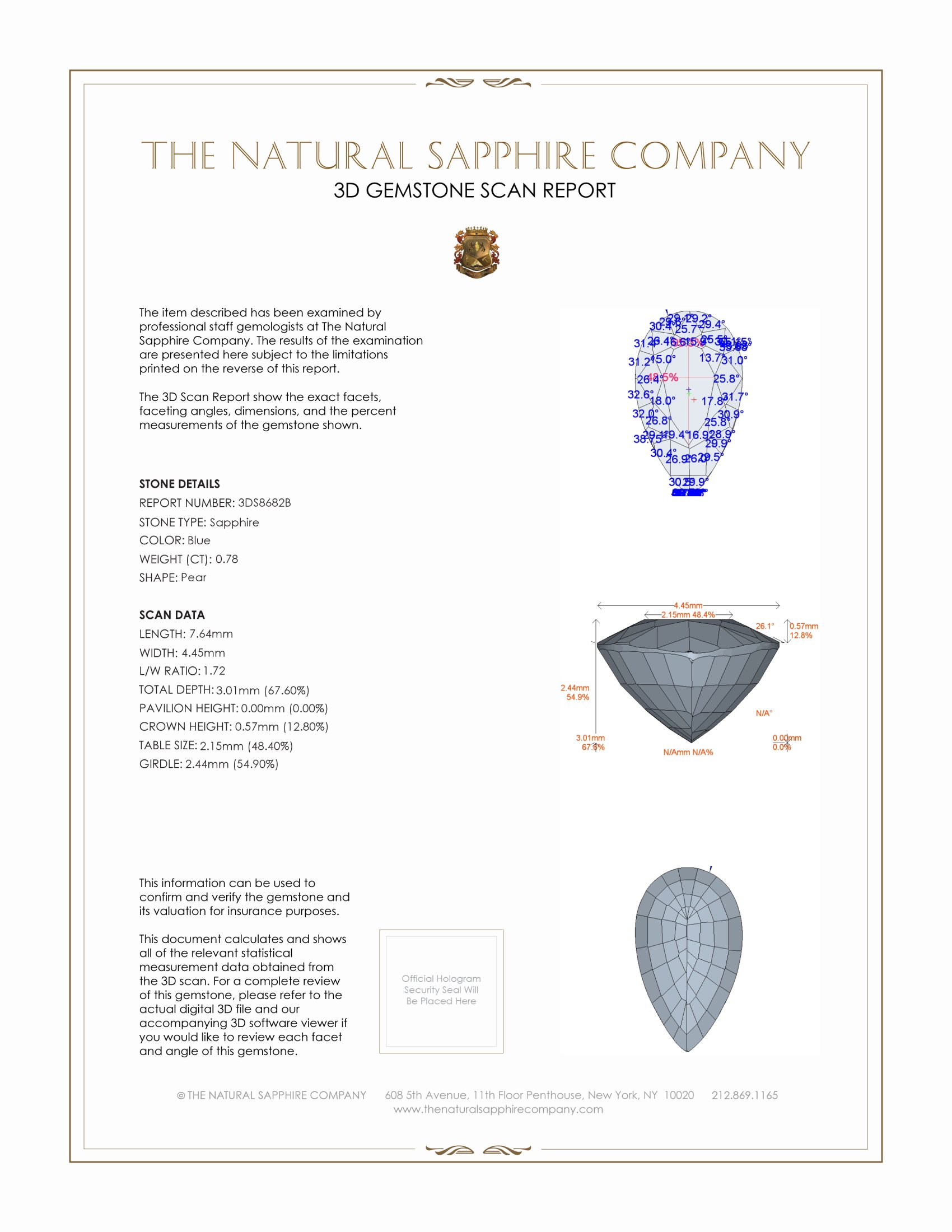 0.78 Ct. Blue Sapphire from Ceylon (Sri Lanka)
