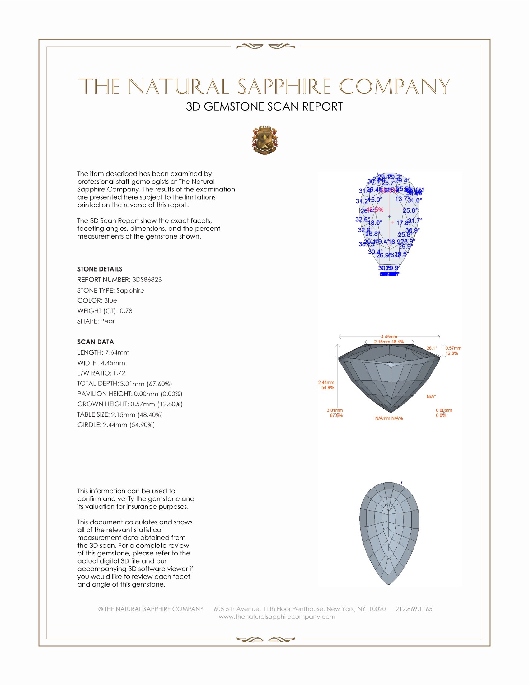 0.78 Ct. Blue Sapphire from Ceylon (Sri Lanka)