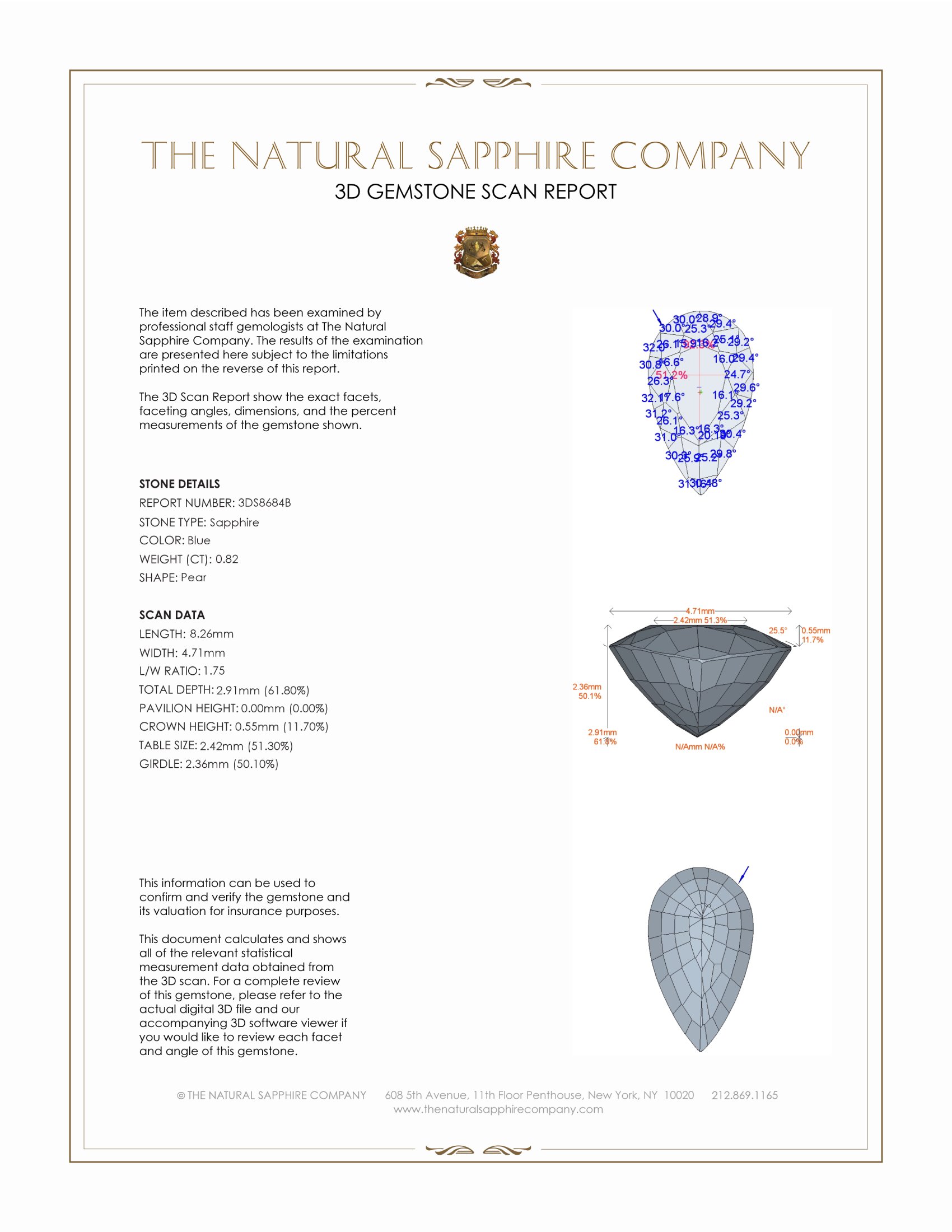 0.82 Ct. Blue Sapphire from Ceylon (Sri Lanka)