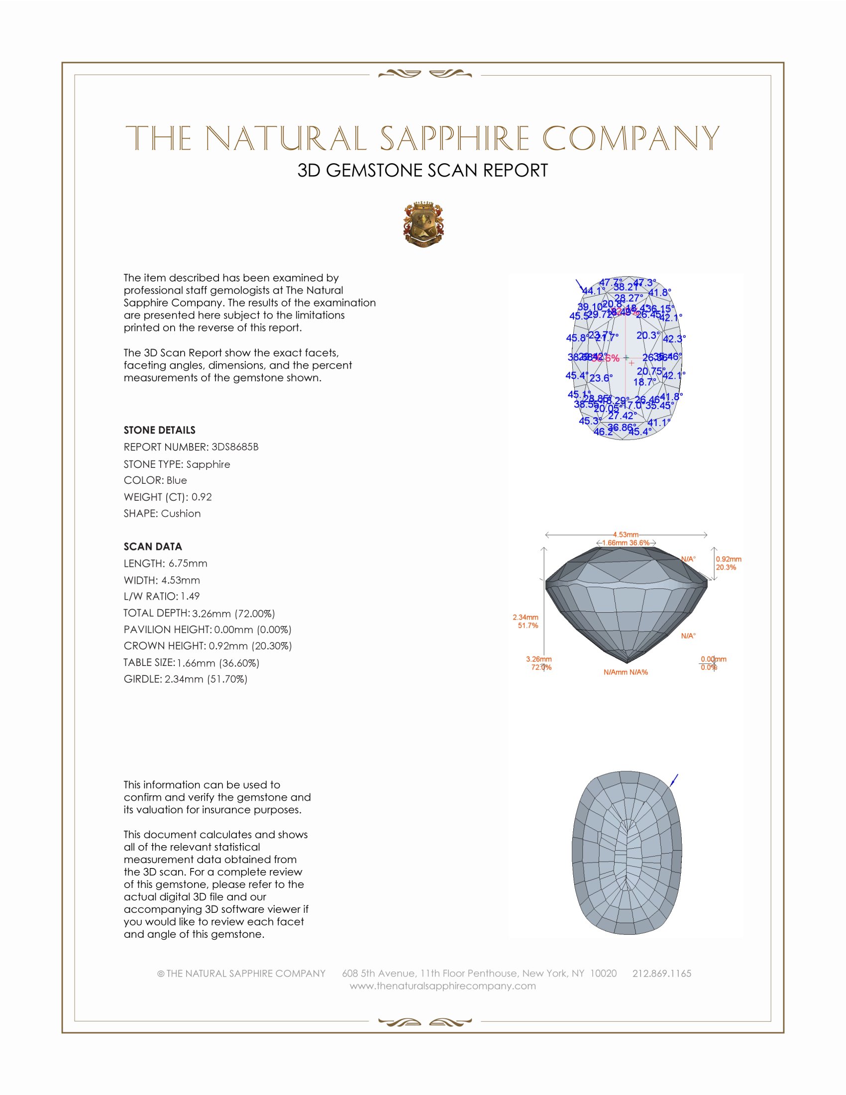 0.92 Ct. Blue Sapphire from Ceylon (Sri Lanka)