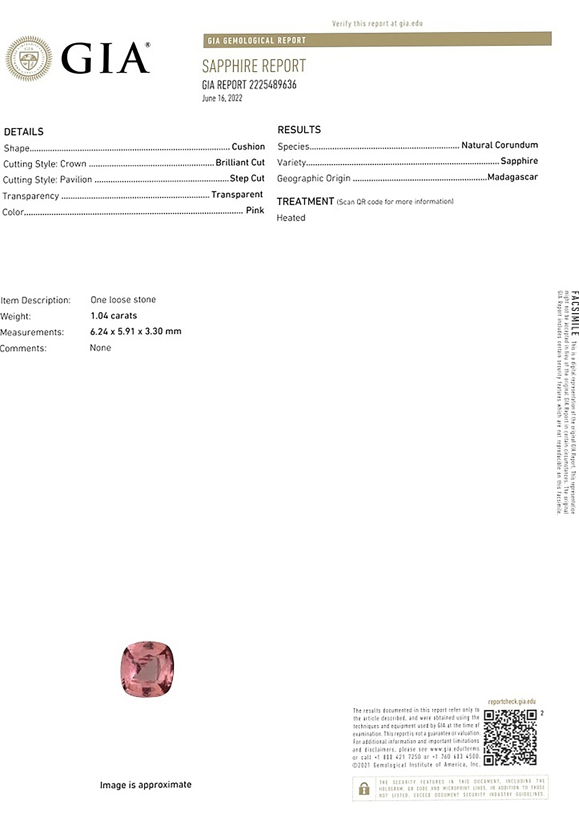 1.04 Ct. Peach Sapphire from Madagascar