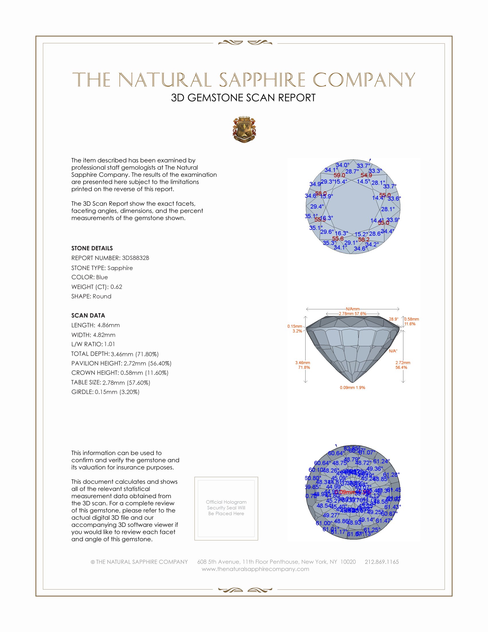0.62 Ct. Blue Sapphire from Ceylon (Sri Lanka)