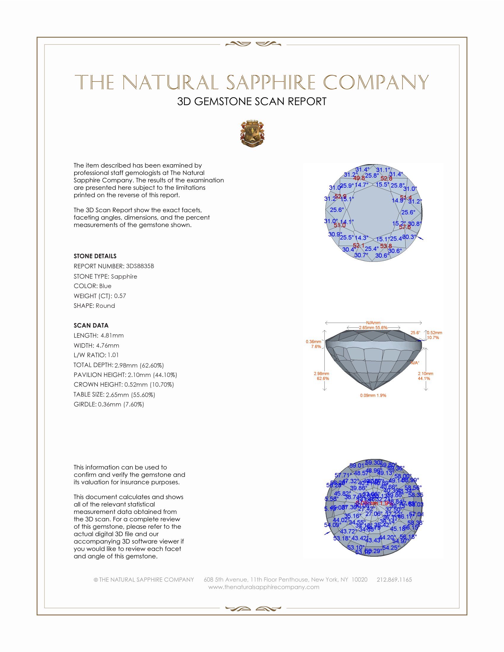 0.57 Ct. Blue Sapphire from Ceylon (Sri Lanka)