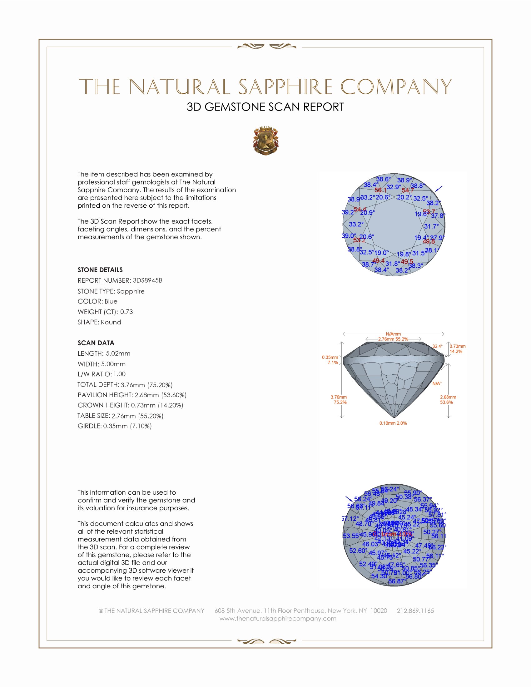 0.73 Ct. Blue Sapphire from Ceylon (Sri Lanka)