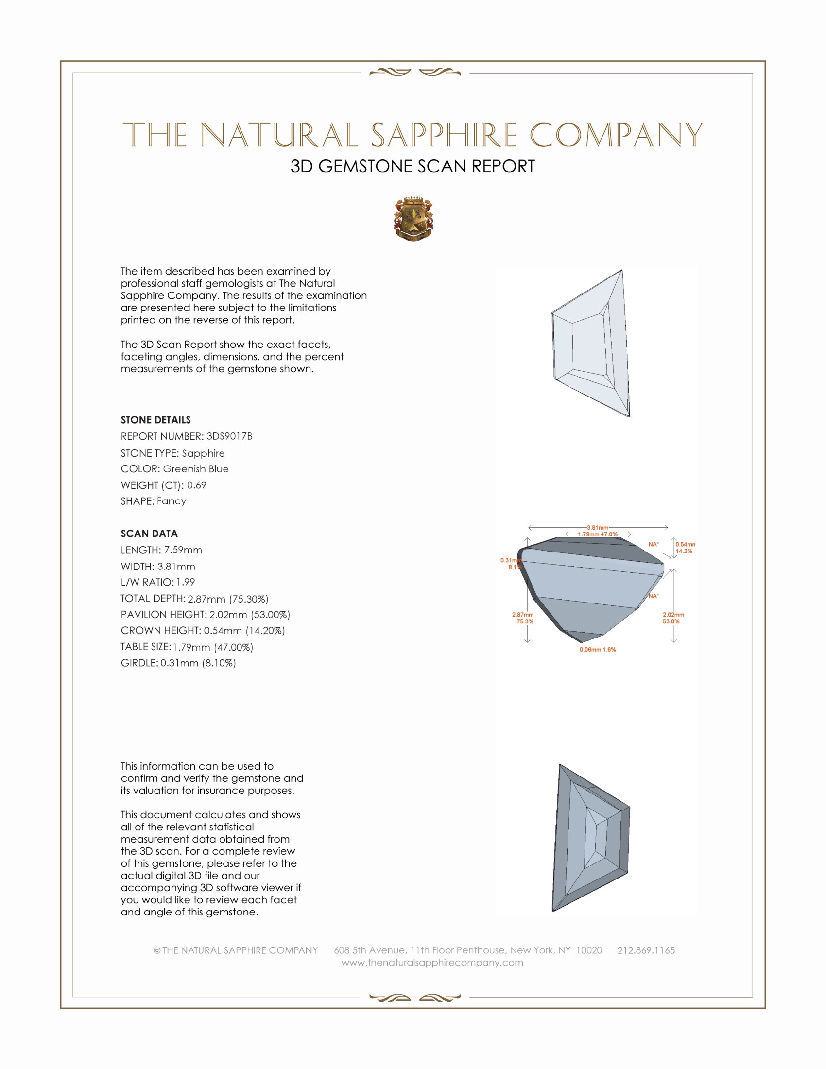 0.69 Ct. Greenish Blue Sapphire from Madagascar