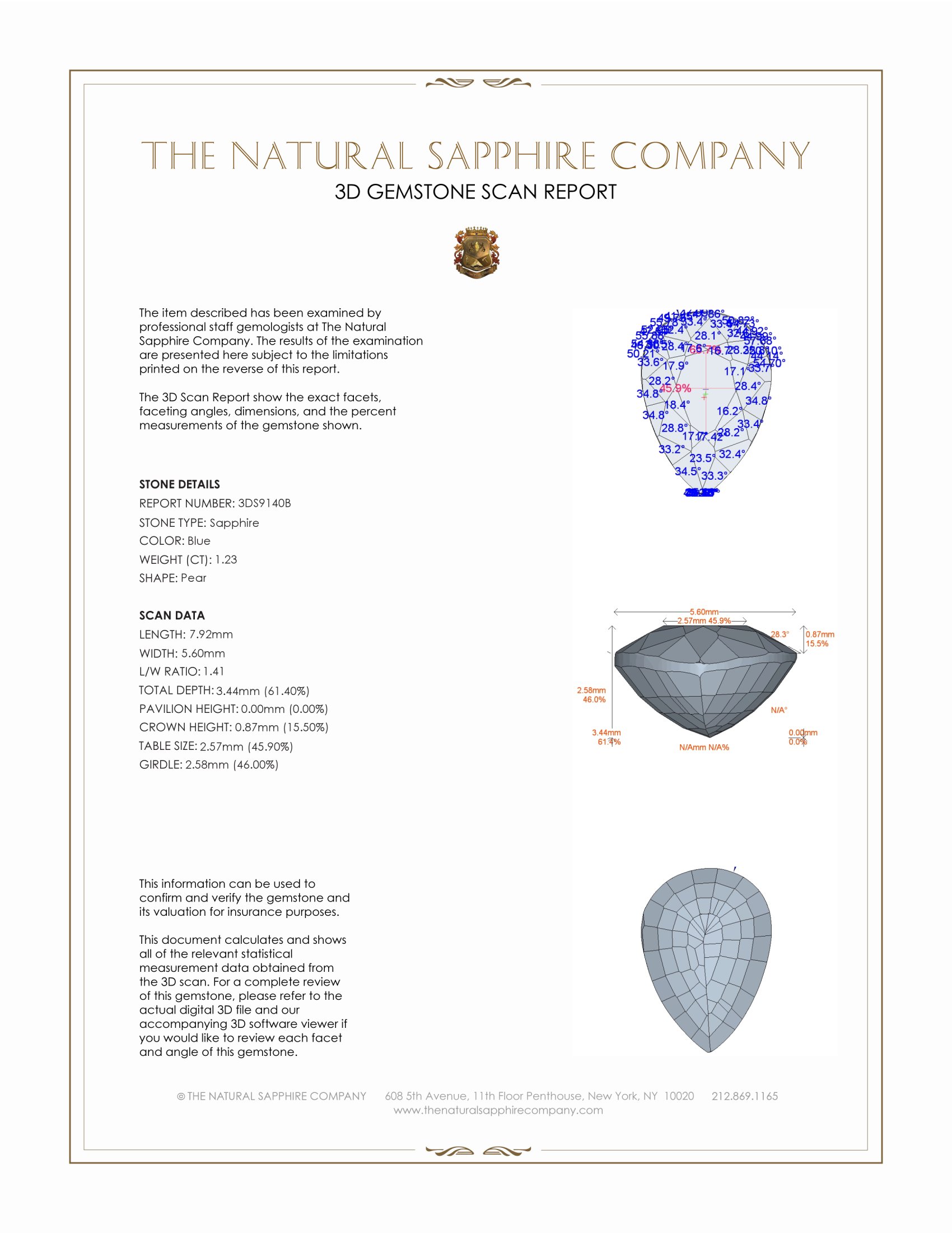 1.23 Ct. Blue Sapphire from Ceylon (Sri Lanka)