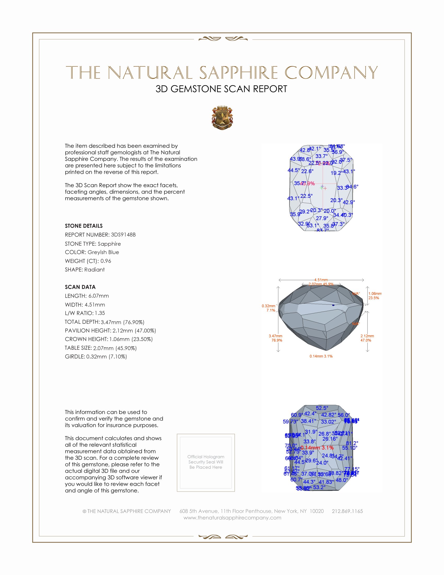 0.96 Ct. Greyish Blue Sapphire from Madagascar