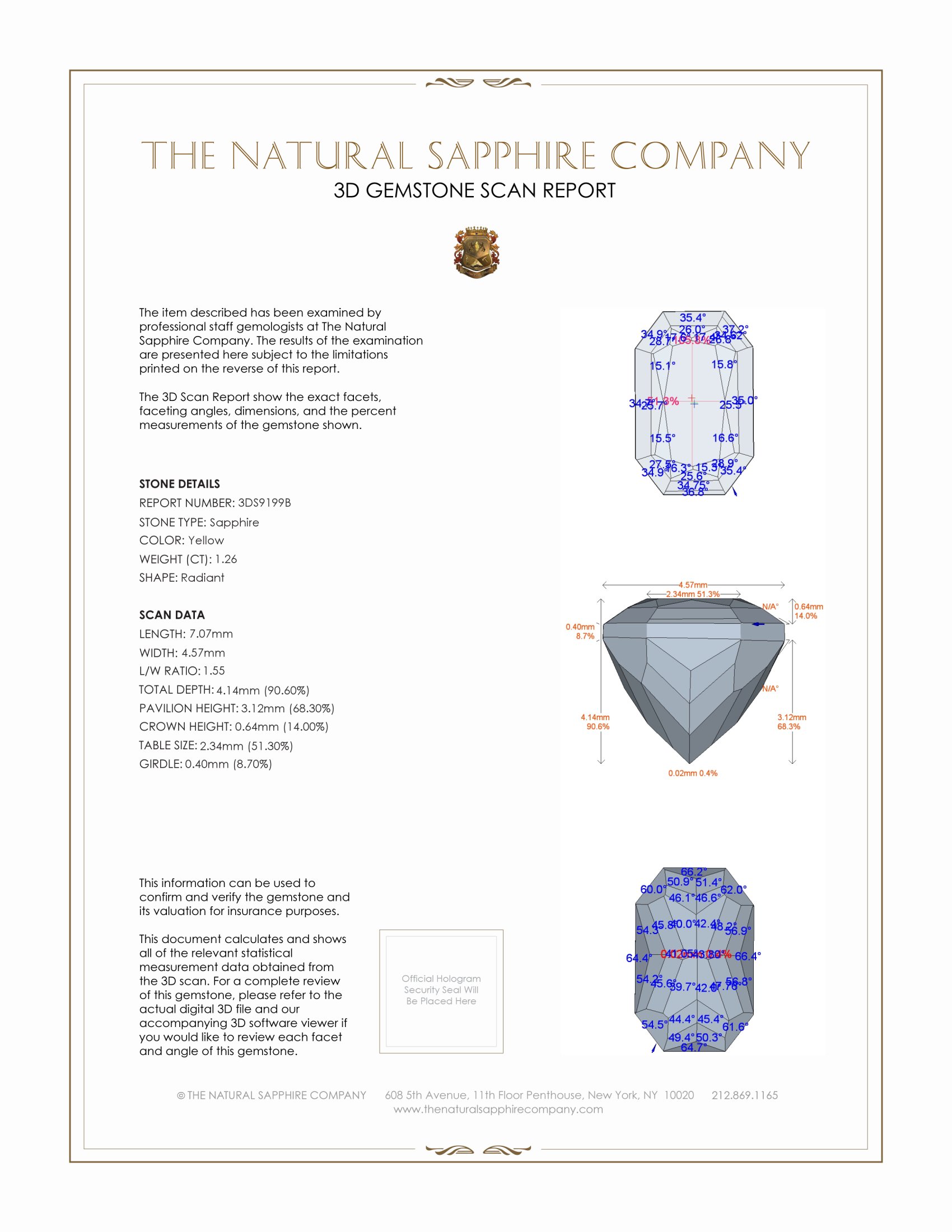 1.26 Ct. Yellow Sapphire from Ceylon (Sri Lanka)