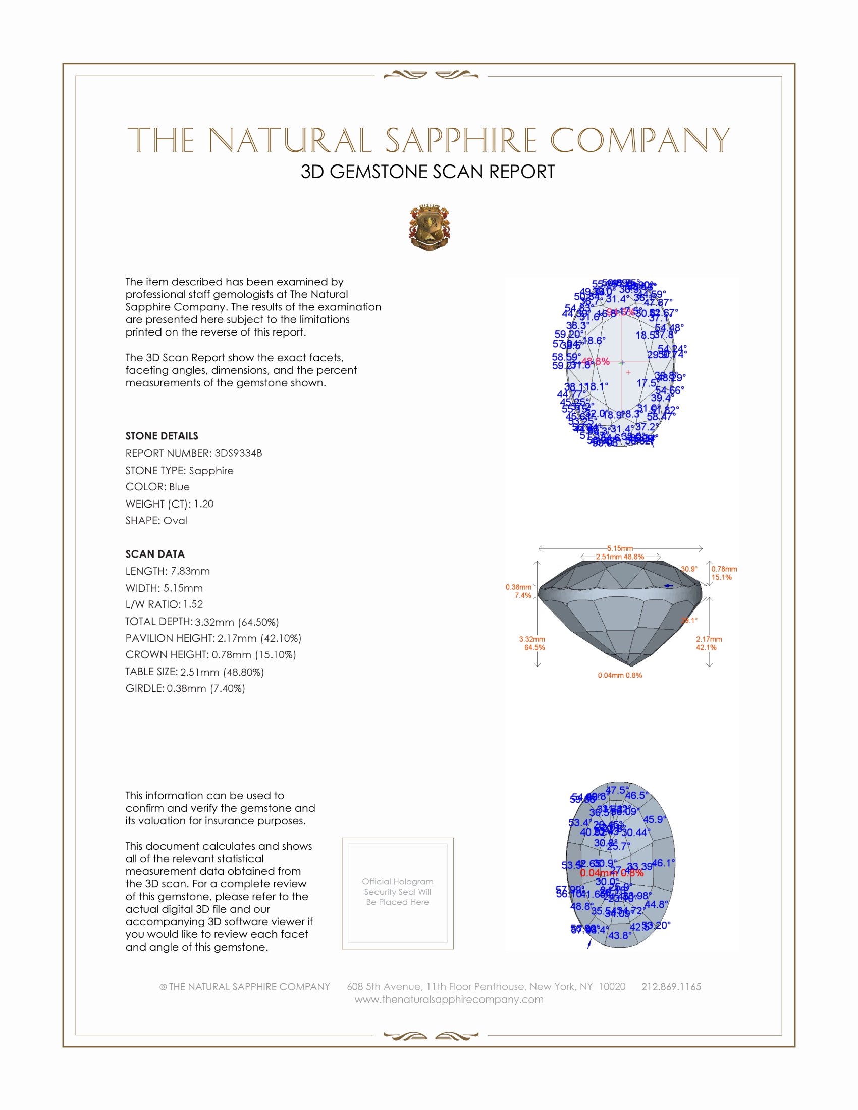 1.20 Ct. Blue Sapphire from Ceylon (Sri Lanka)