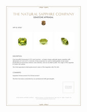 2.92 Ct. Yellowish Green Sapphire from Ceylon (Sri Lanka) Appraisal