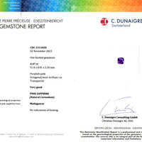 4.47 Ct. Purplish Pink Sapphire from Madagascar Scan Report