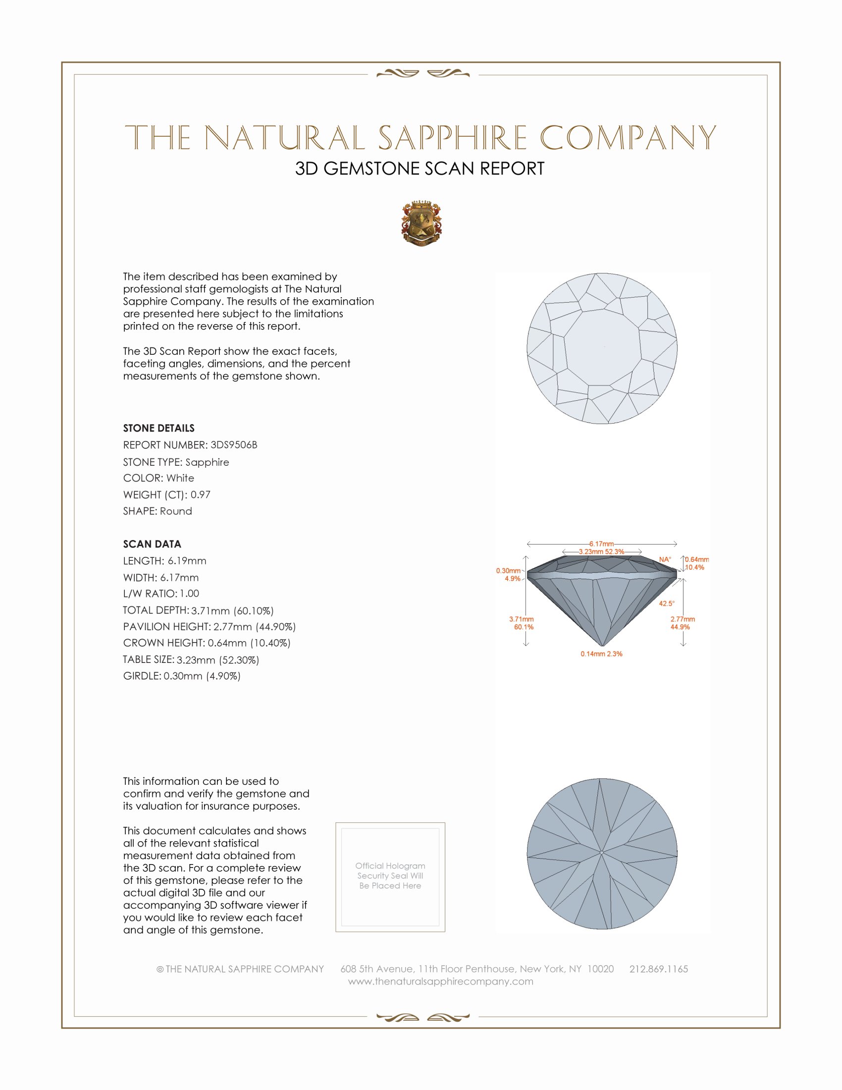 0.97 Ct. White Sapphire from Ceylon (Sri Lanka)