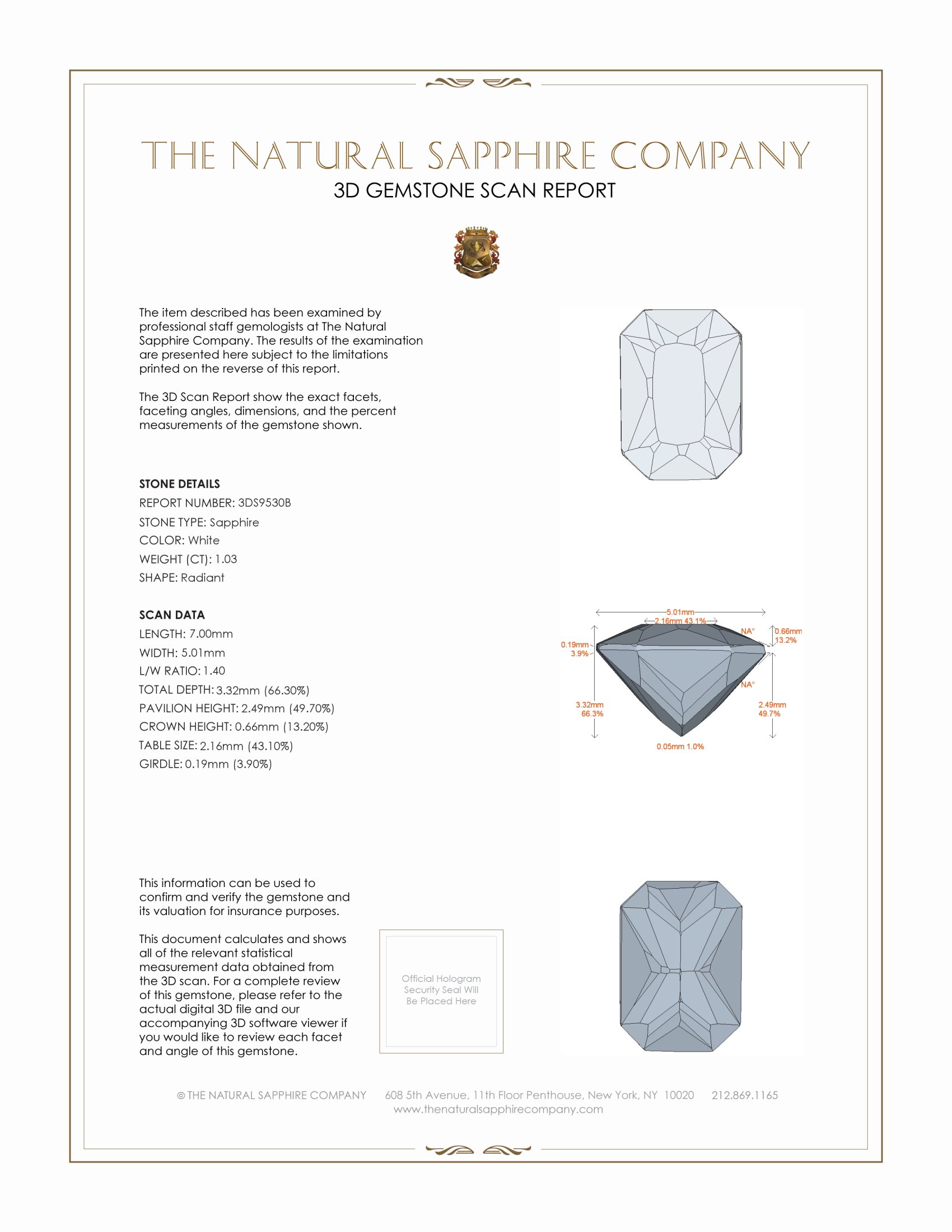 1.03 Ct. White Sapphire from Ceylon (Sri Lanka)