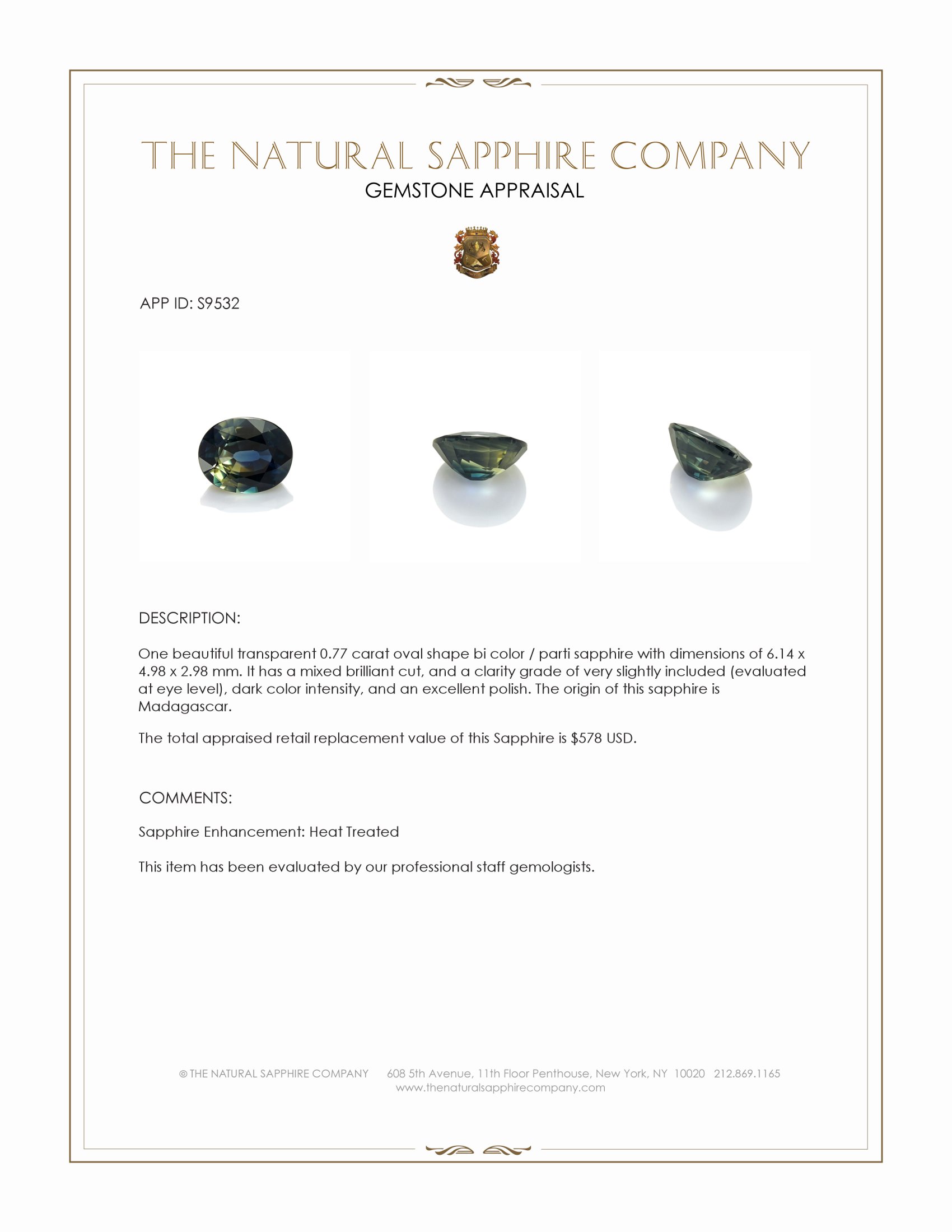 0.77 Ct. Bi Color / Parti Sapphire from Madagascar