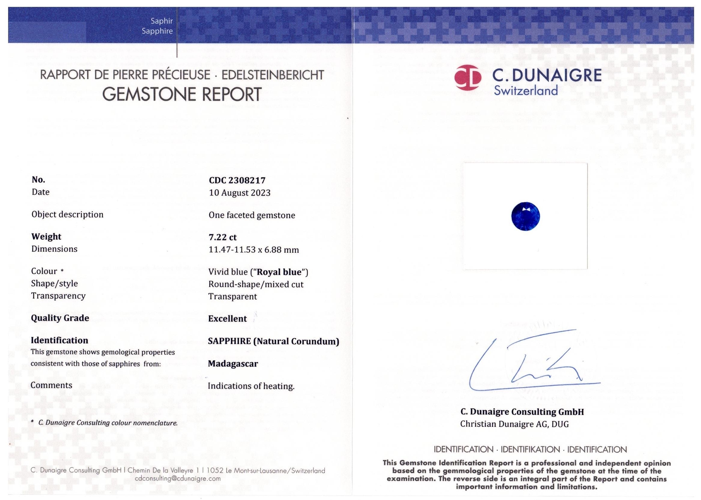 7.22 Ct. Blue Sapphire from Madagascar