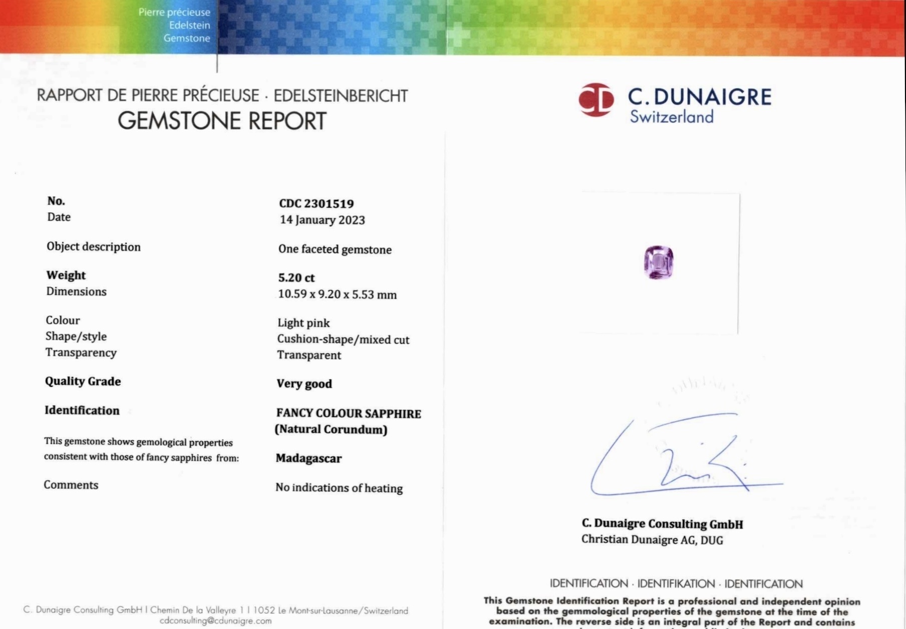 5.20 Ct. Pink Sapphire from Madagascar