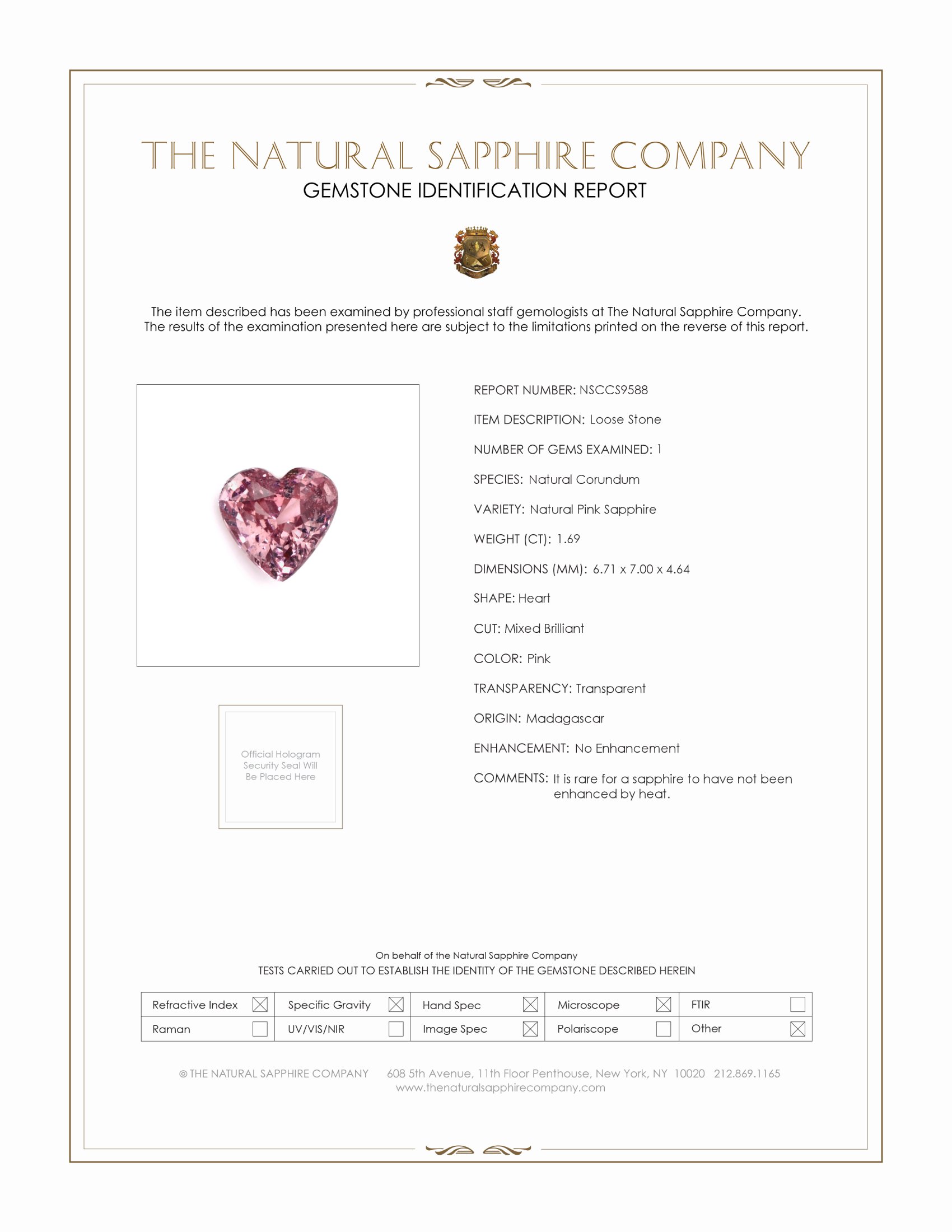 1.69 Ct. Pink Sapphire from Madagascar
