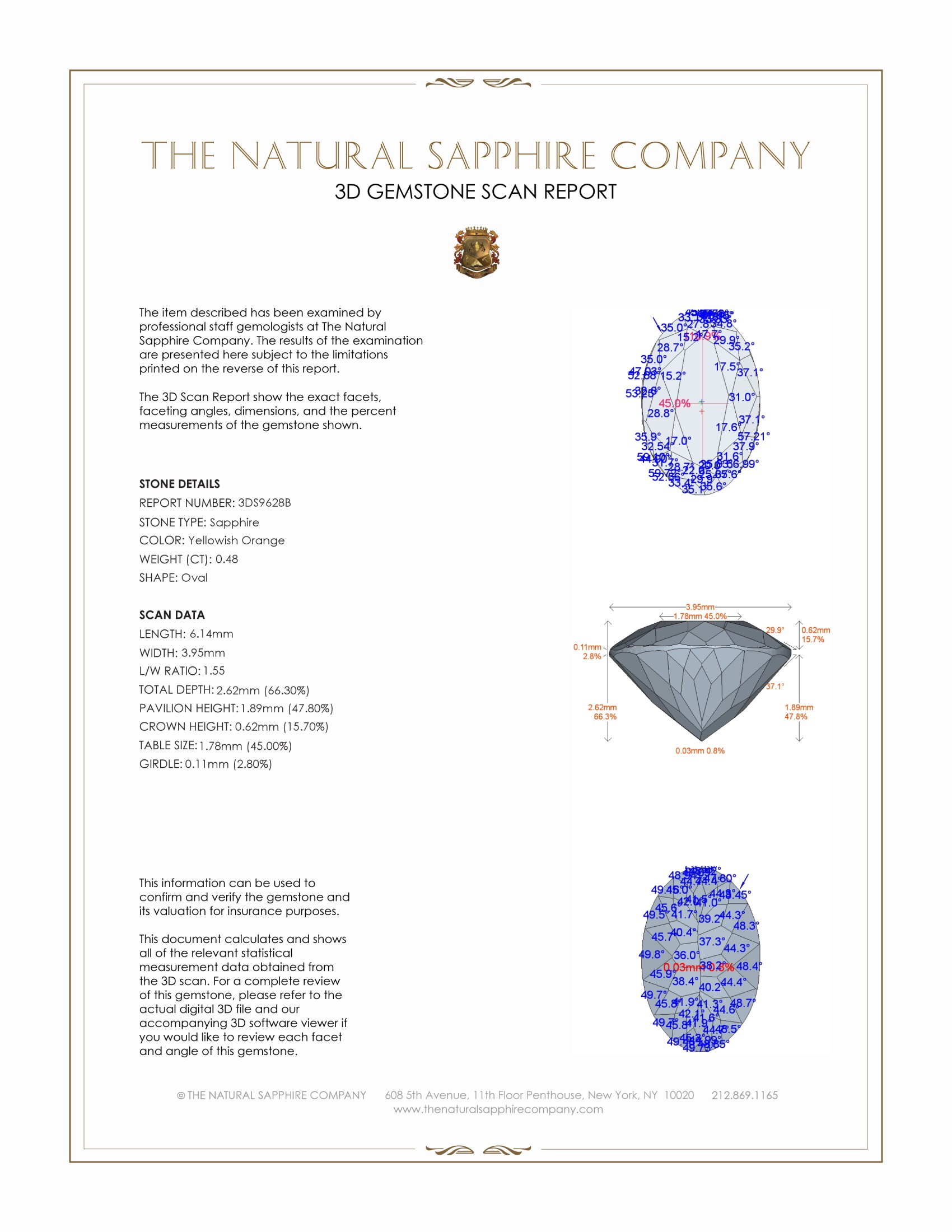 0.48 Ct. Yellowish Orange Sapphire from Ceylon (Sri Lanka)