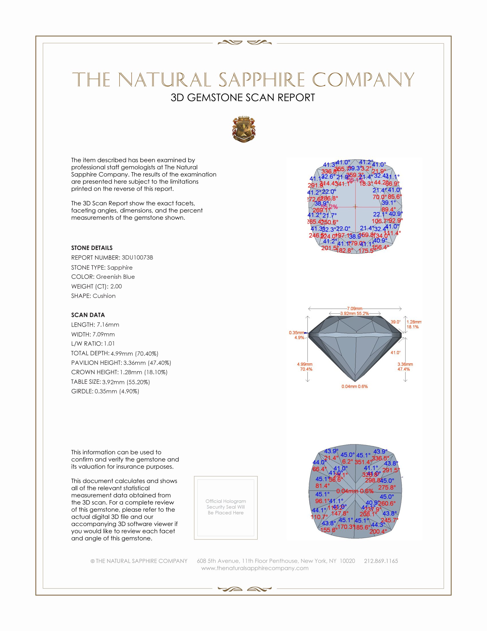 2.00 Ct. Greenish Blue Sapphire from Montana