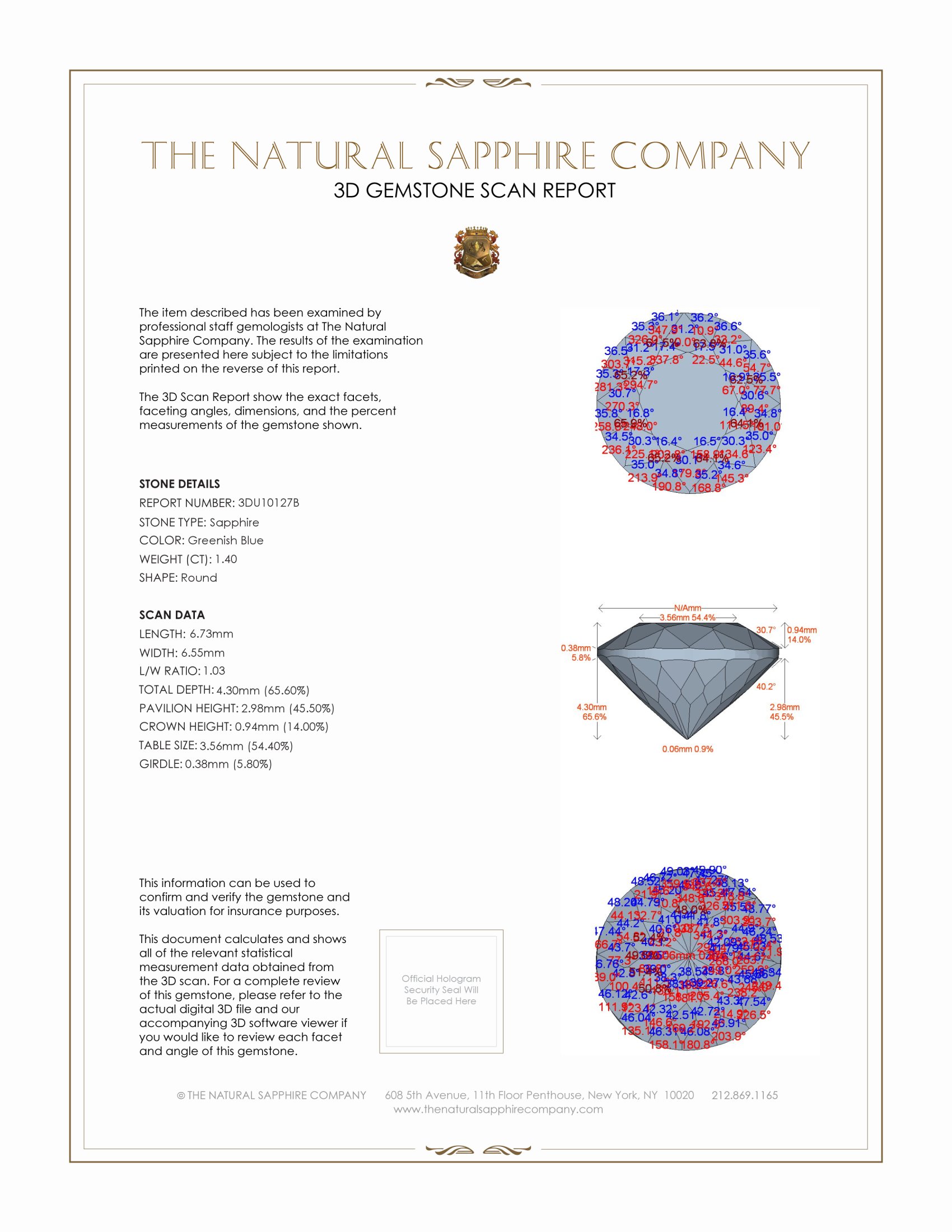 1.40 Ct. Greenish Blue Sapphire from Montana