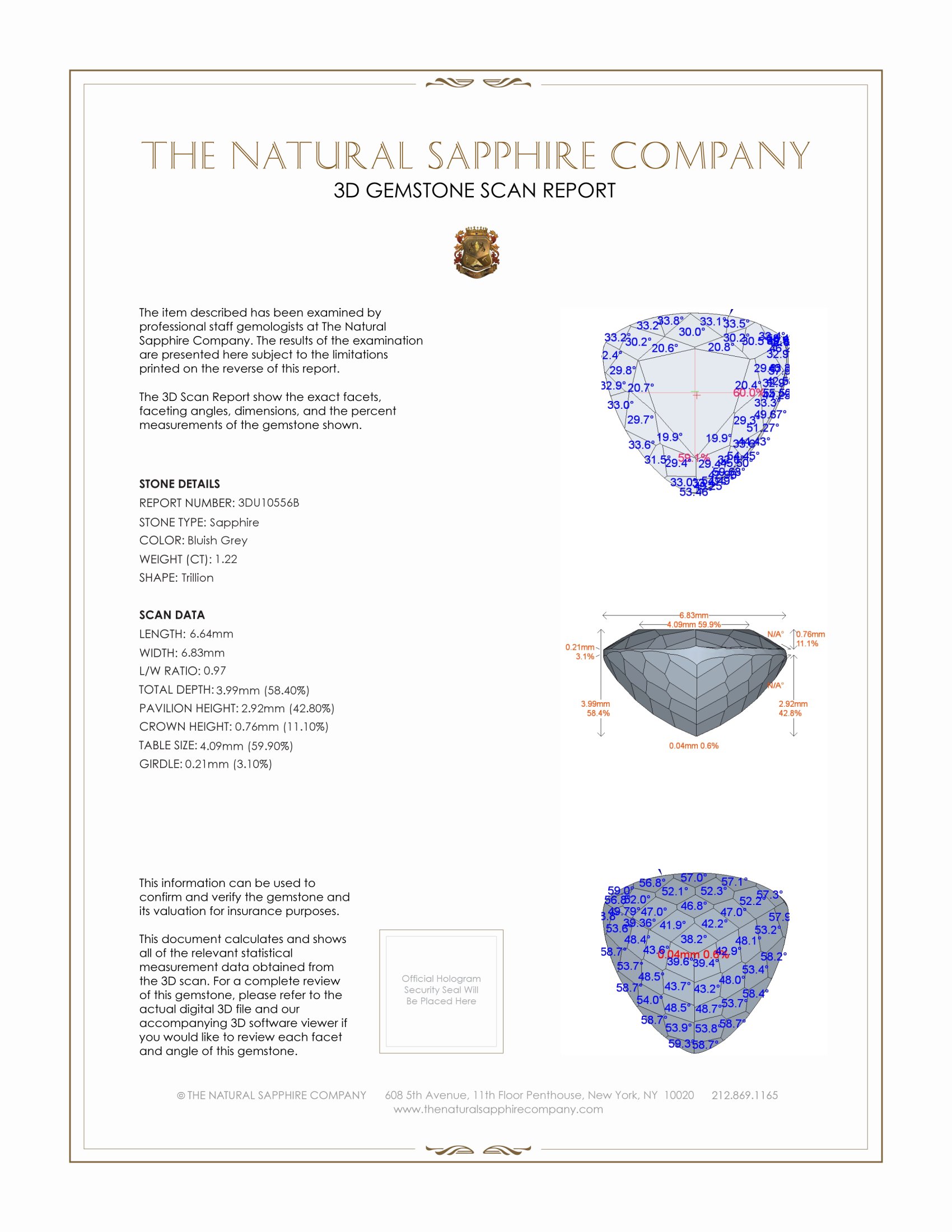 1.22 Ct. Bluish Grey Sapphire from Montana