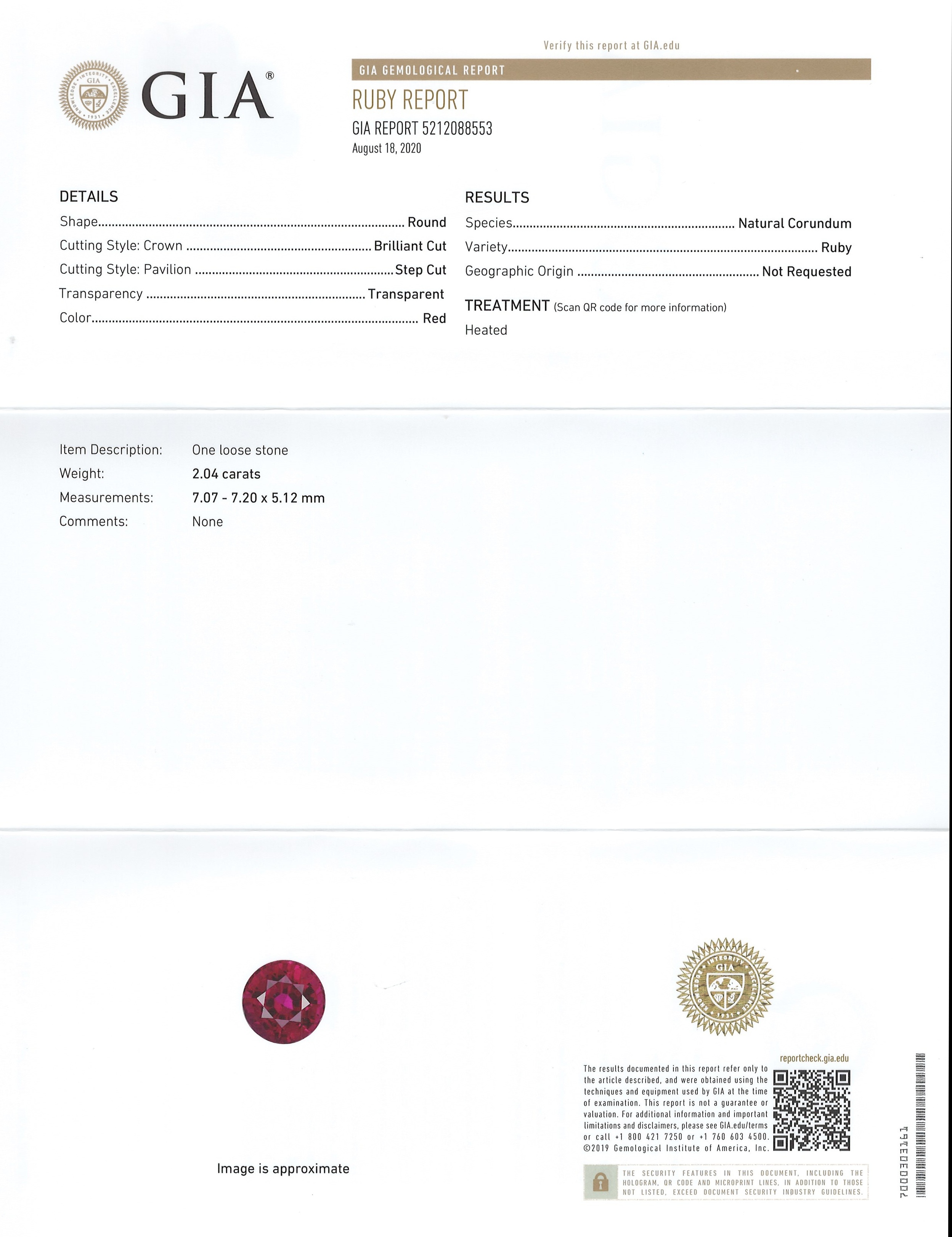 2.04 Ct. Ruby from Mozambique