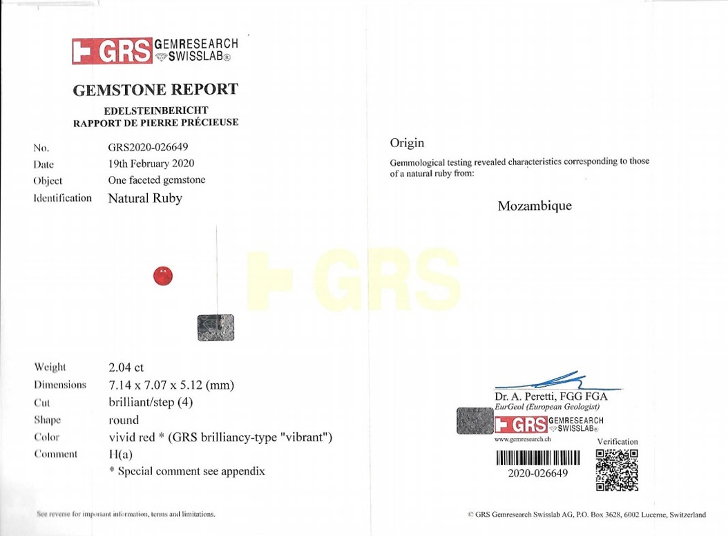 2.04 Ct. Ruby from Mozambique