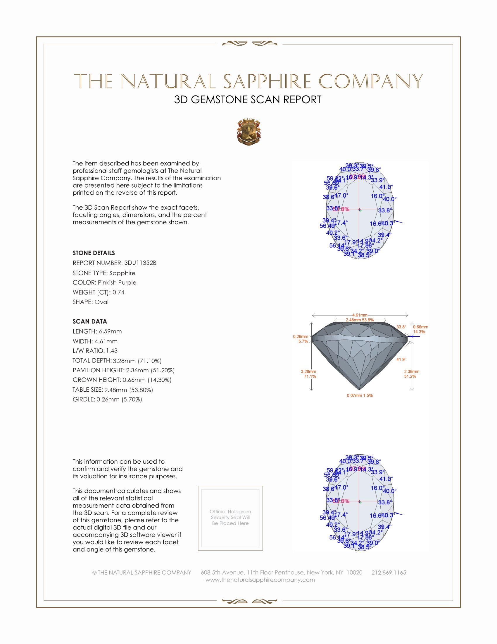 0.74 Ct. Pinkish Purple Sapphire from Ceylon (Sri Lanka)