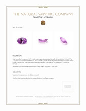 0.77 Ct. Purple Sapphire from Ceylon (Sri Lanka) Appraisal