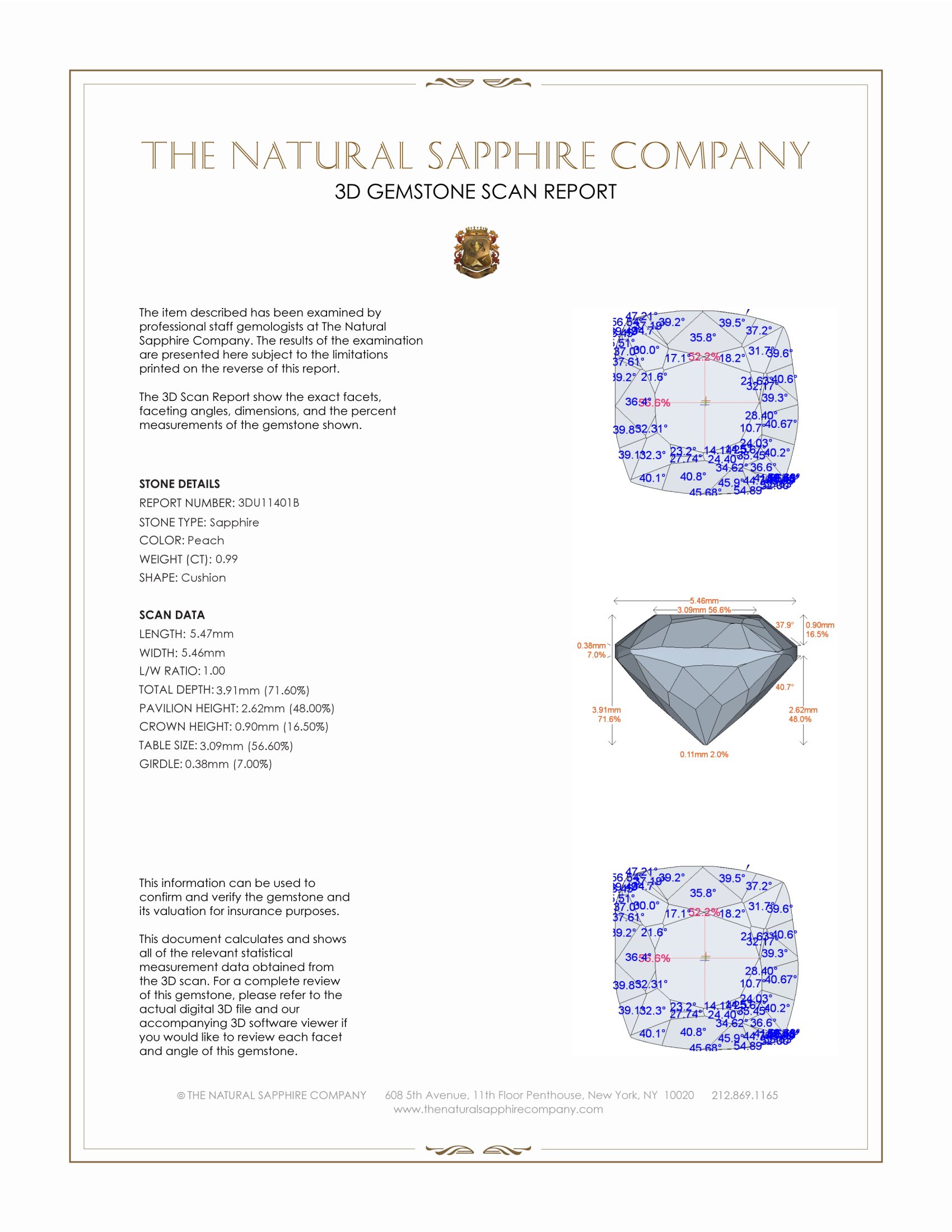 0.99 Ct. Peach Sapphire from Ceylon (Sri Lanka)