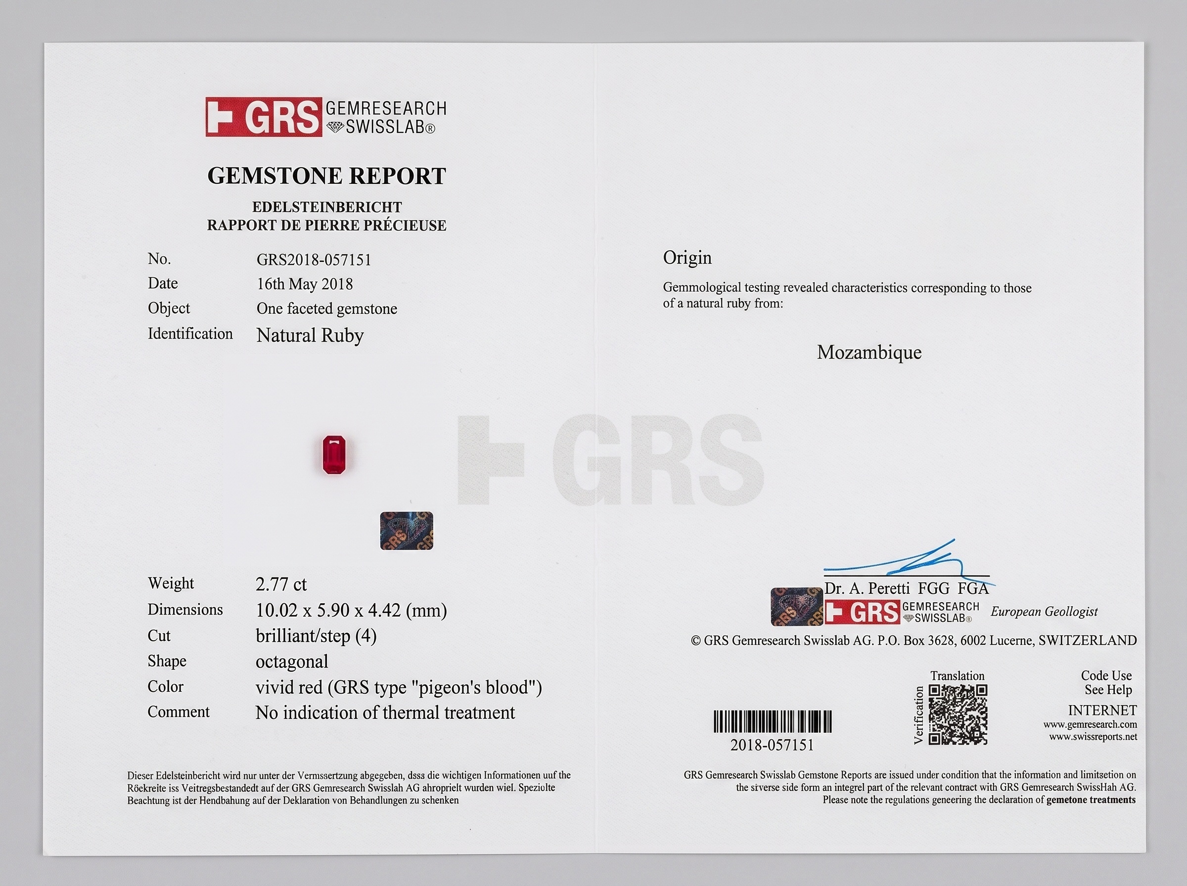 2.77 Ct. Ruby from Madagascar