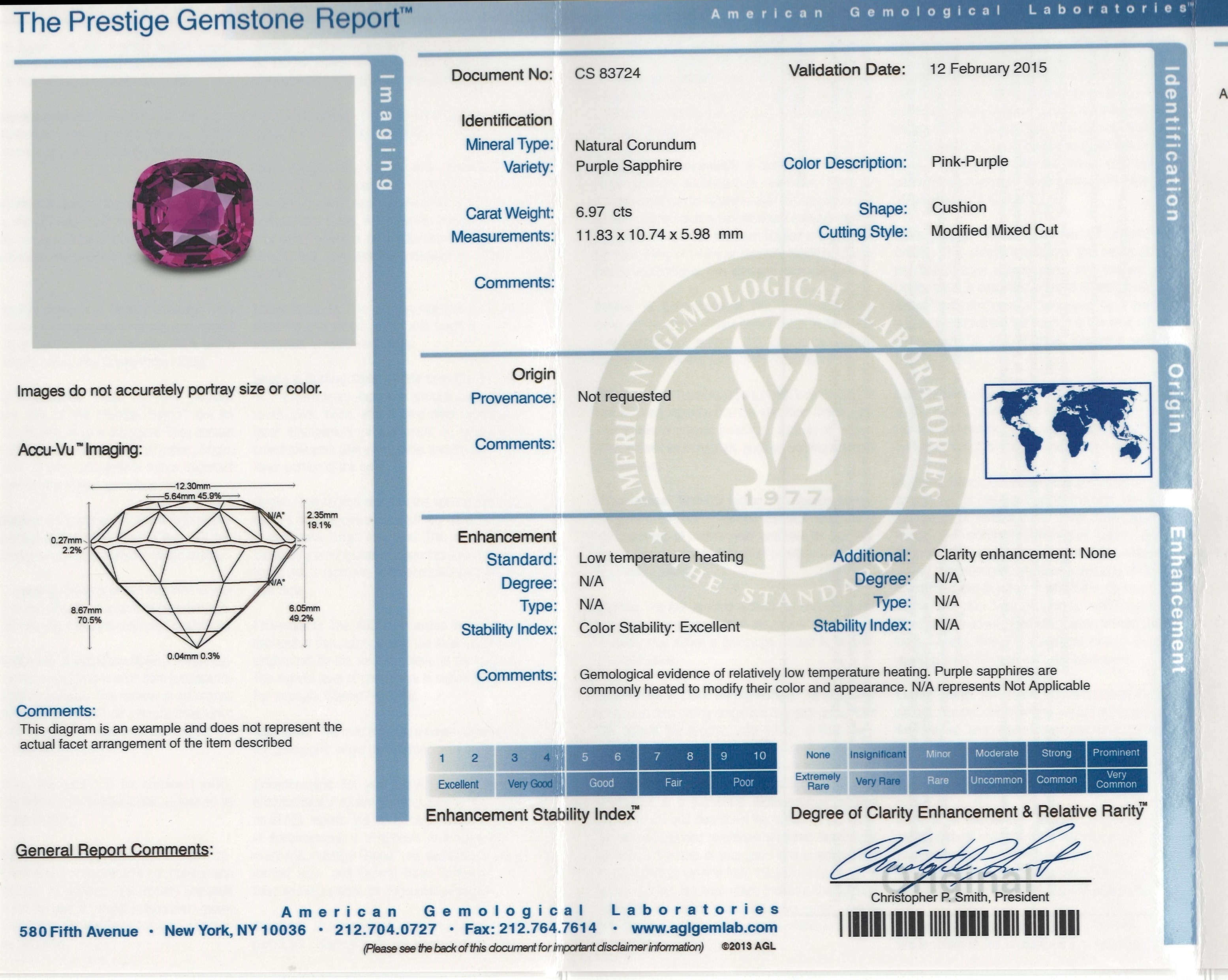 6.97 Ct. Pinkish Purple Sapphire from Ceylon (Sri Lanka)