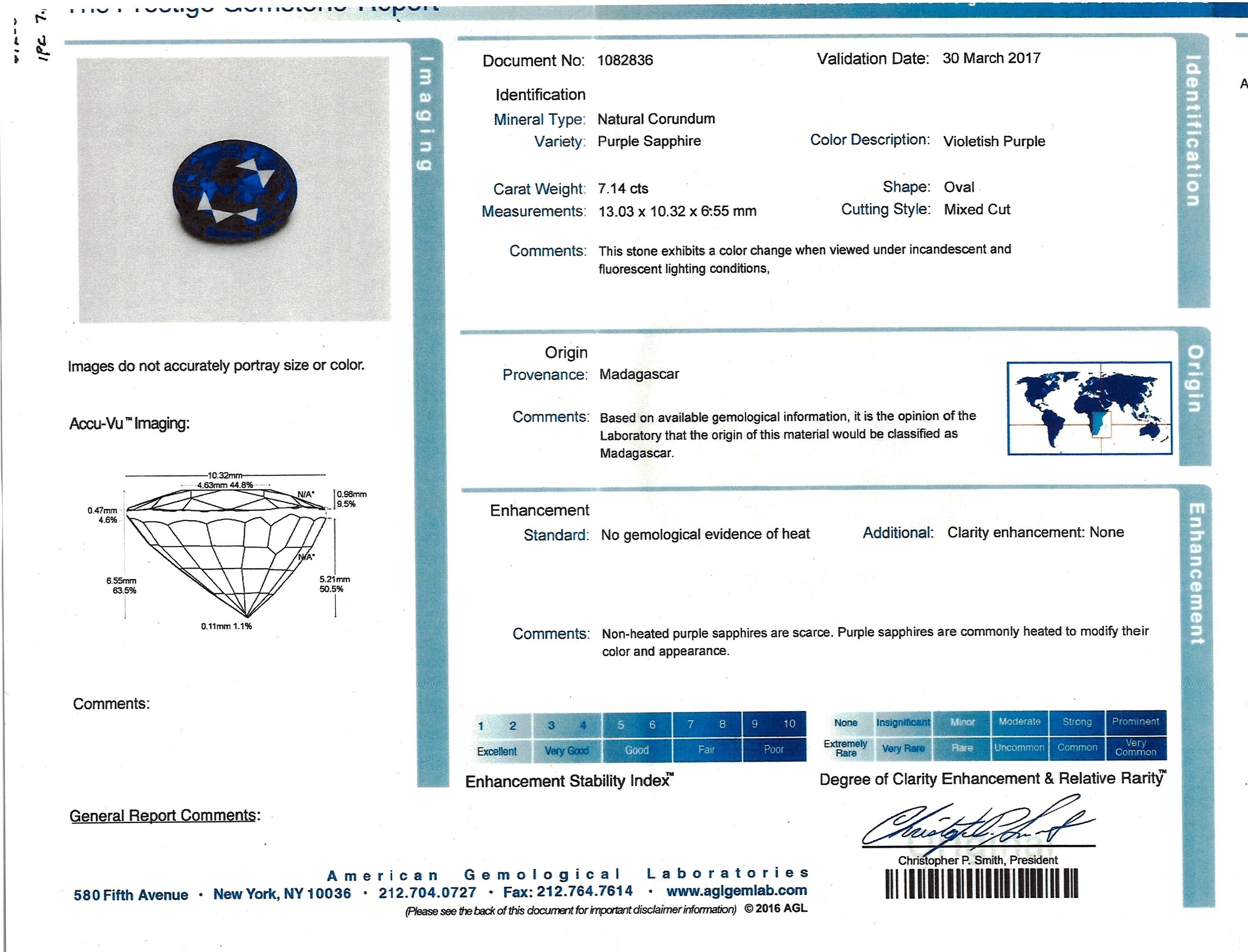 7.14 Ct. Color Change Sapphire from Madagascar