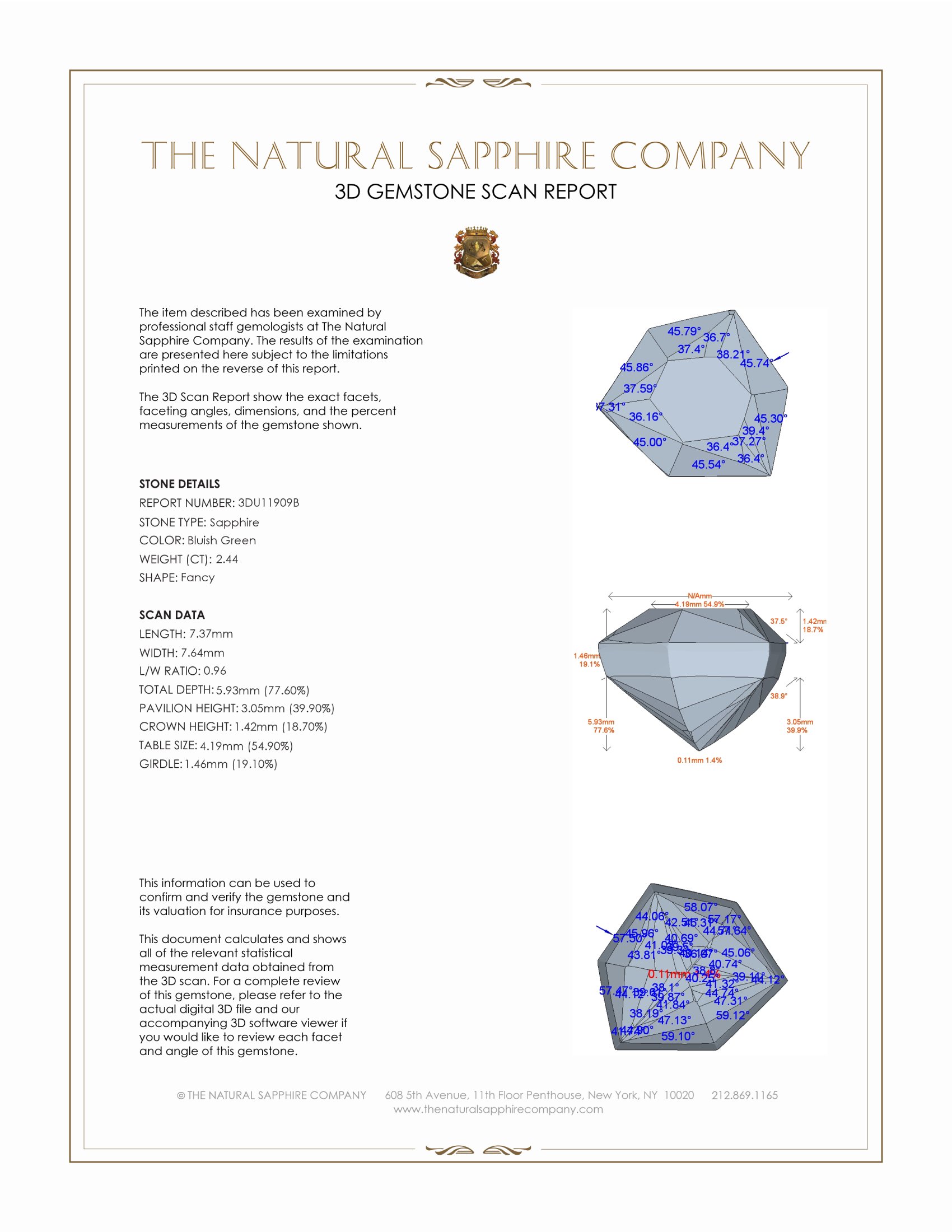 2.44 Ct. Bluish Green Sapphire from Montana